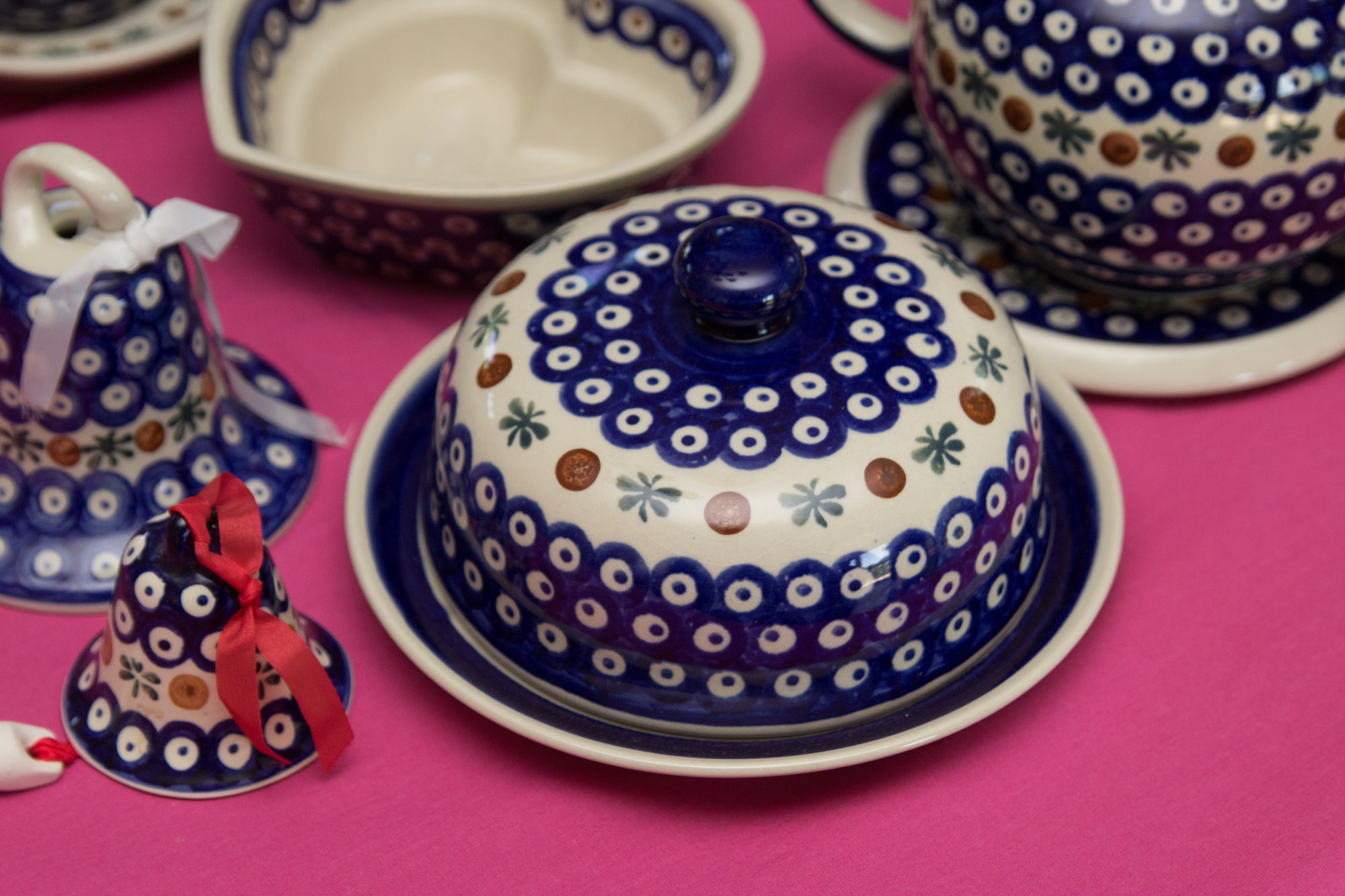 Boleslawiec Hand-Painted Polish Pottery Tea Set and Tableware