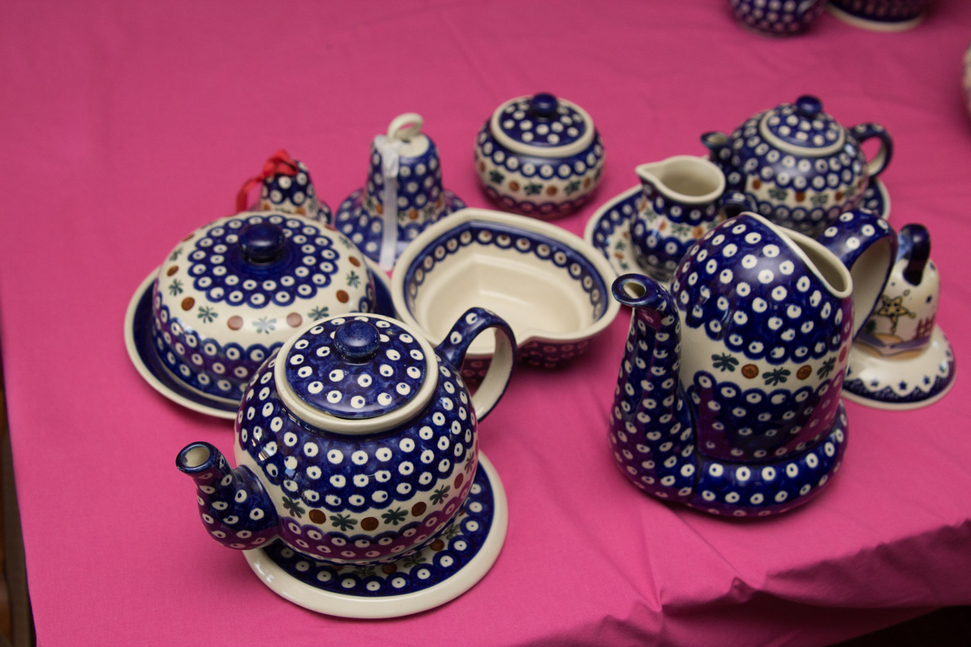 Boleslawiec Hand-Painted Polish Pottery Tea Set and Tableware