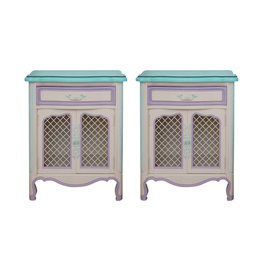 Vintage French Provincial Style Painted Nightstands by R-Way