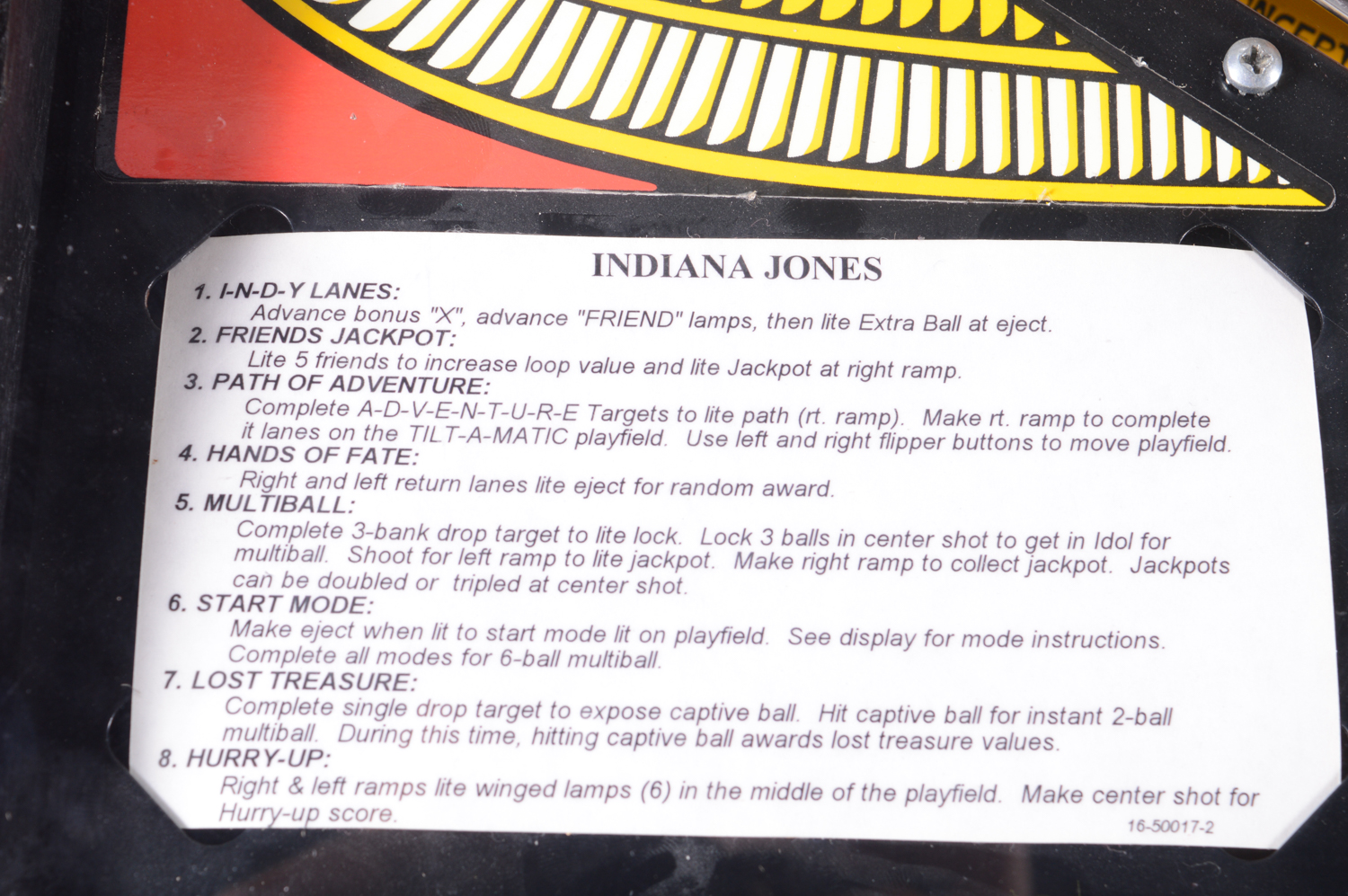 1993 Williams "Indiana Jones The Pinball Adventure" Pinball Game