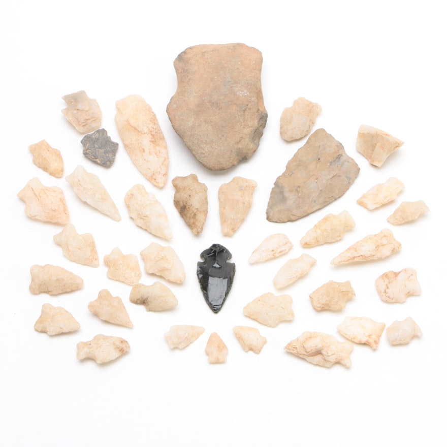 Stone Bifacial Knapped Arrowheads