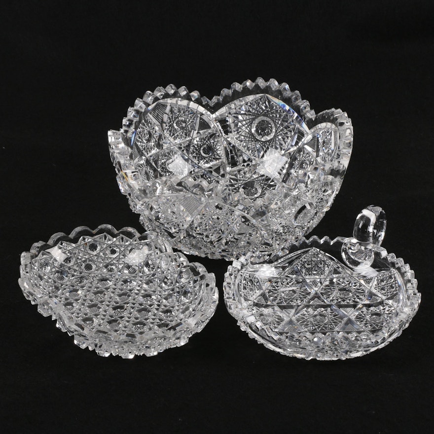 American Brilliant Period Cut Glass Serveware