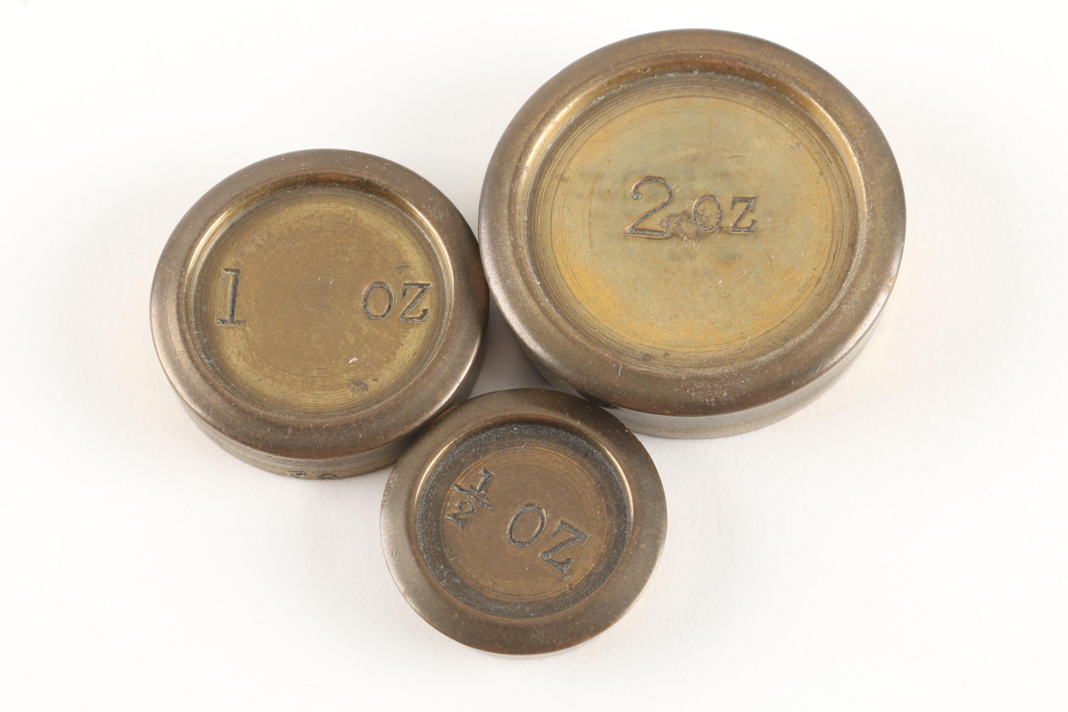 Antique English Brass S. Mordan & Co. Postal Scale with Weights