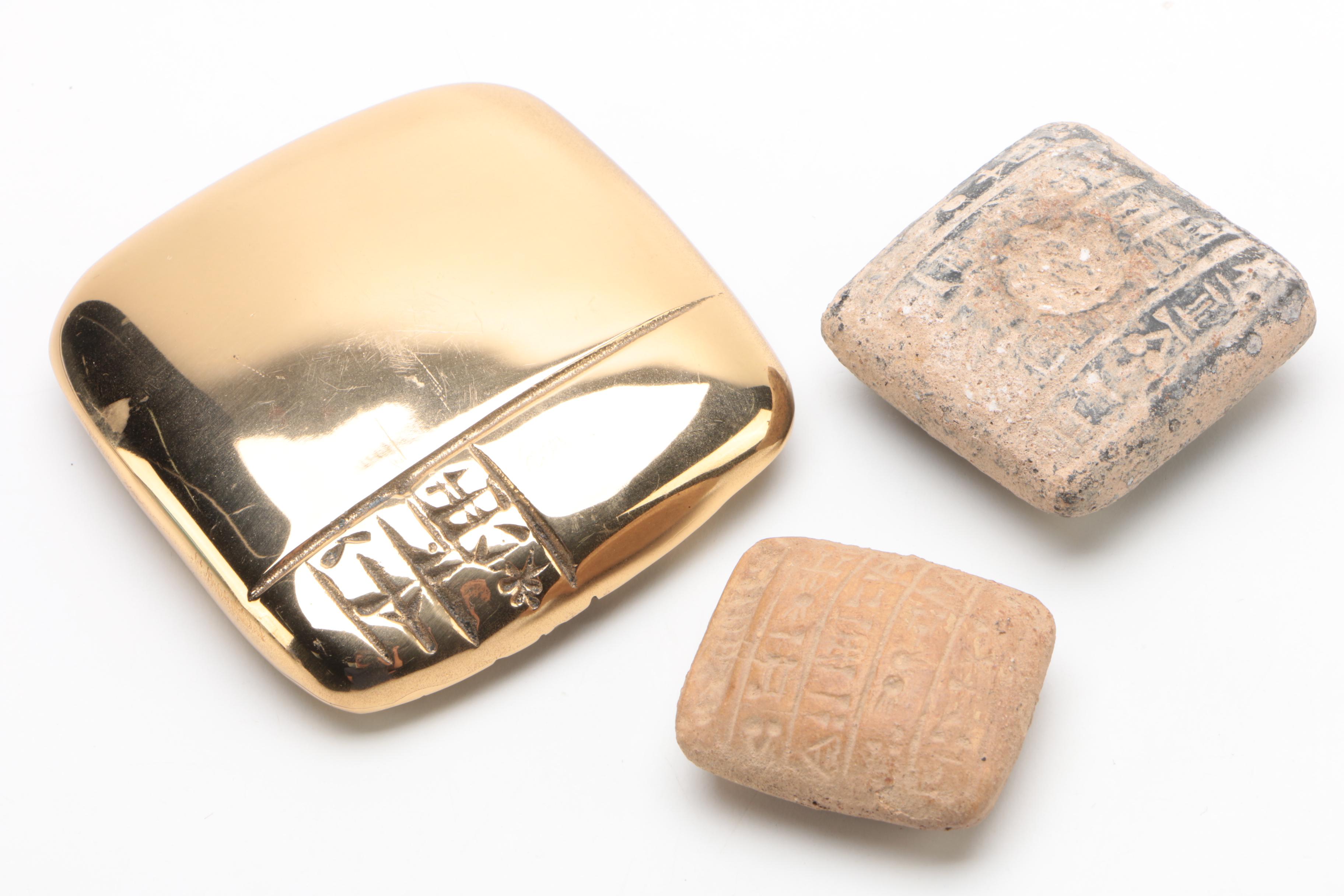 Paperweights, Walnut Vase, and Stone Décor including Orient & Flume