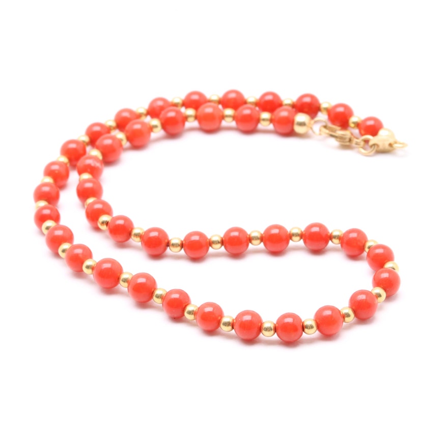 18K Yellow Gold Coral Anklet
