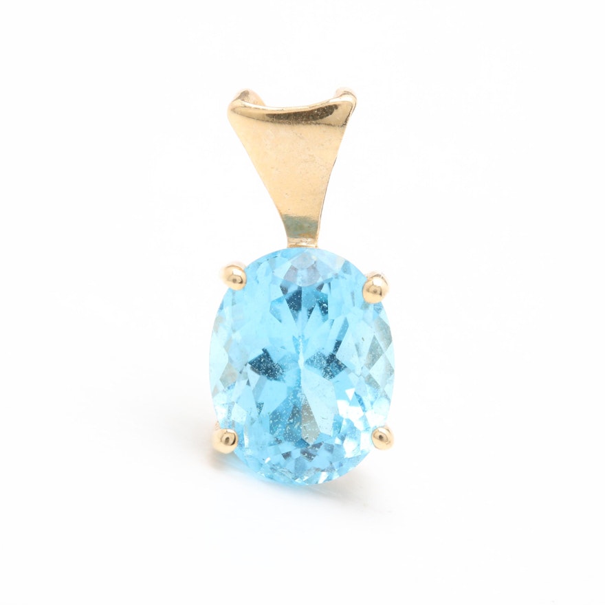 14K Yellow Gold Topaz Pendant