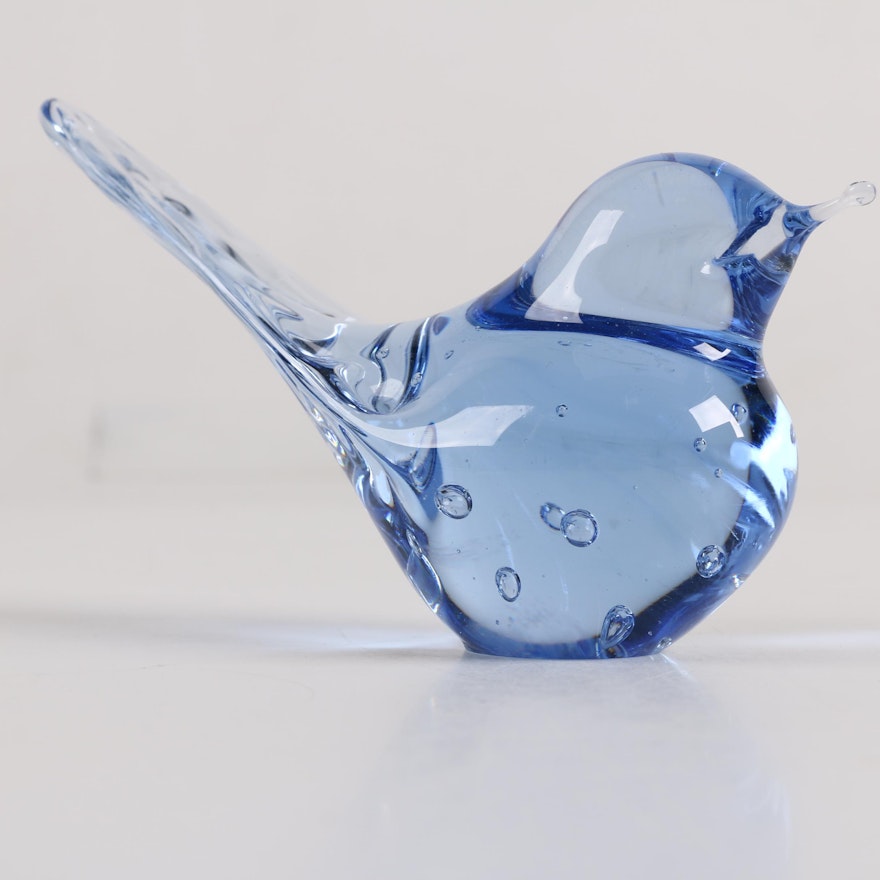 Signed Art Glass Bird Figurine