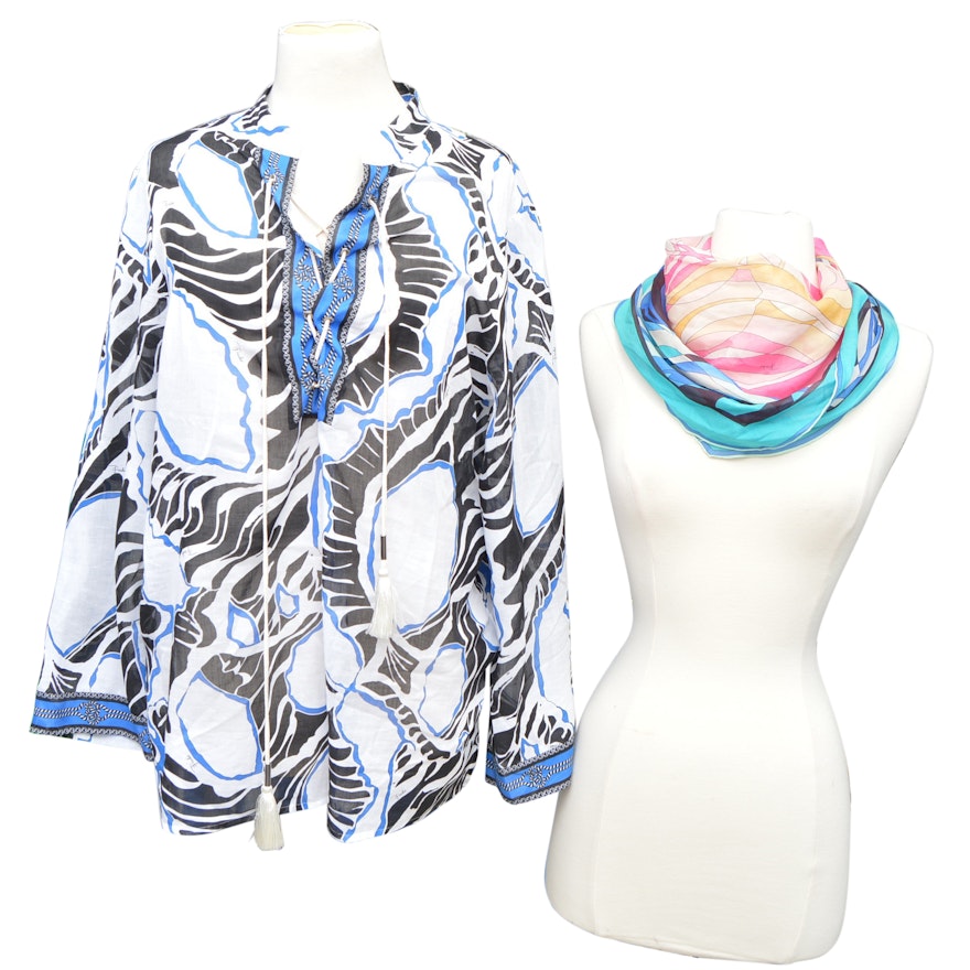 Emilio Pucci Tunic Top and Pucci Scarves