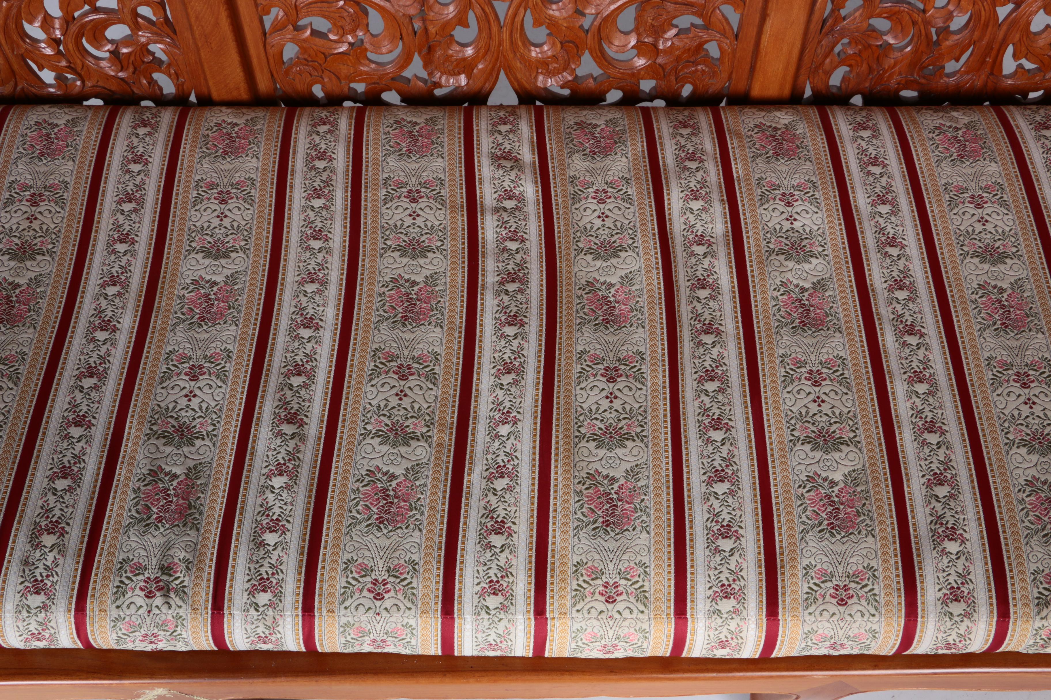 Vintage Asian Style Carved Wood Sofa