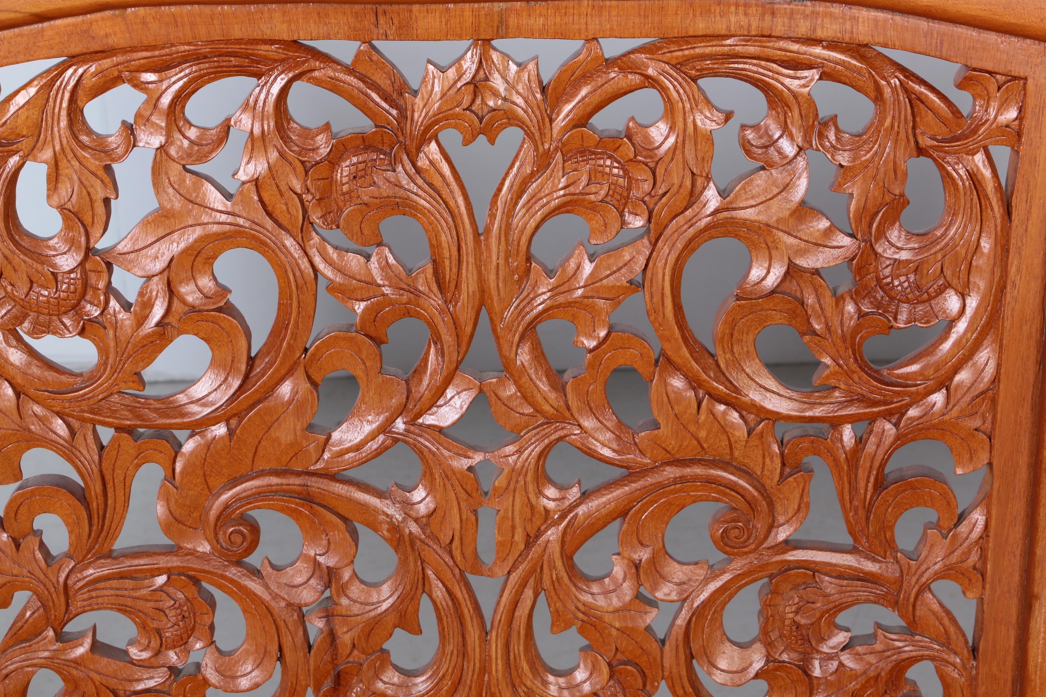 Vintage Asian Style Carved Wood Sofa