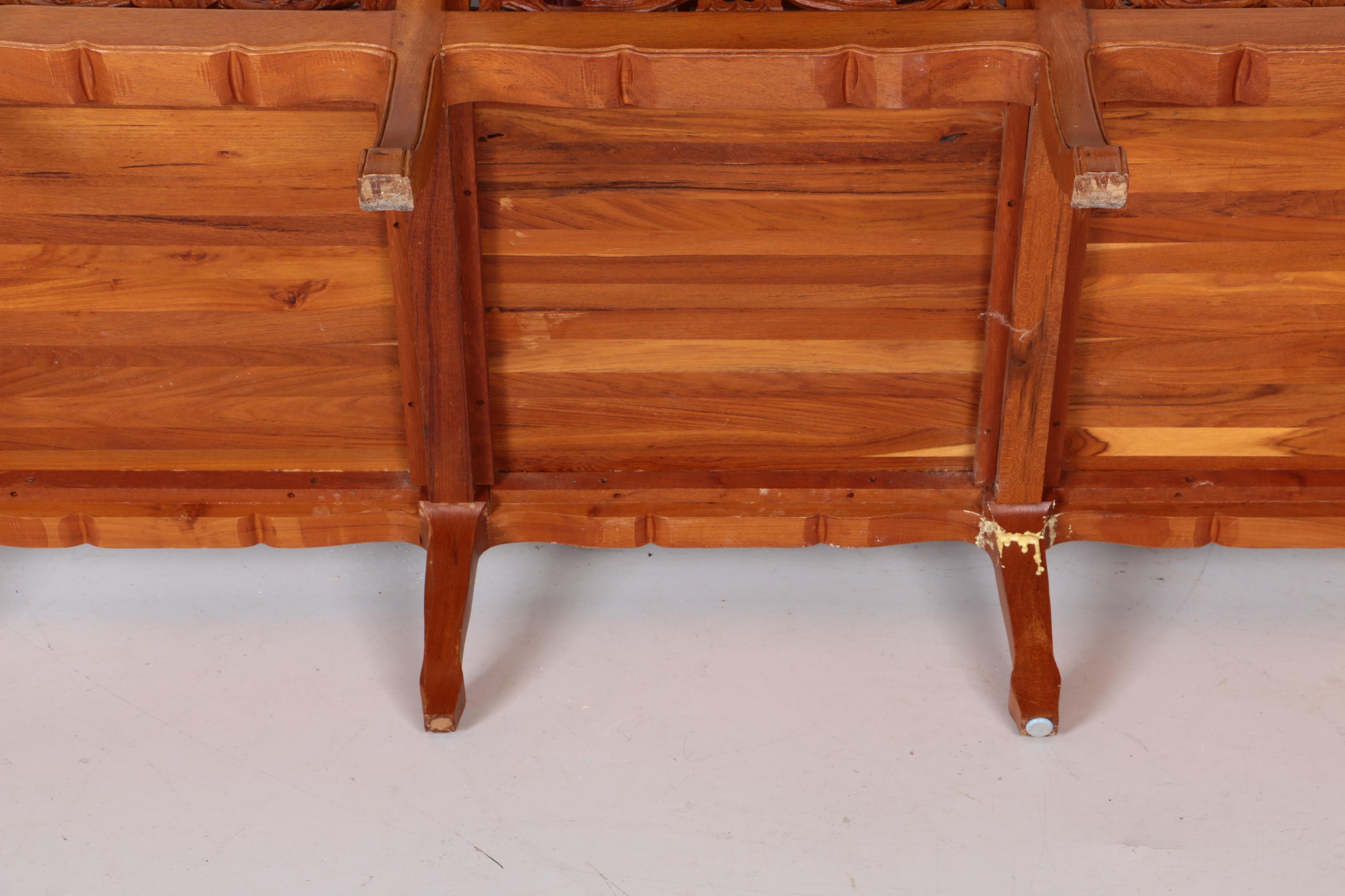 Vintage Asian Style Carved Wood Sofa