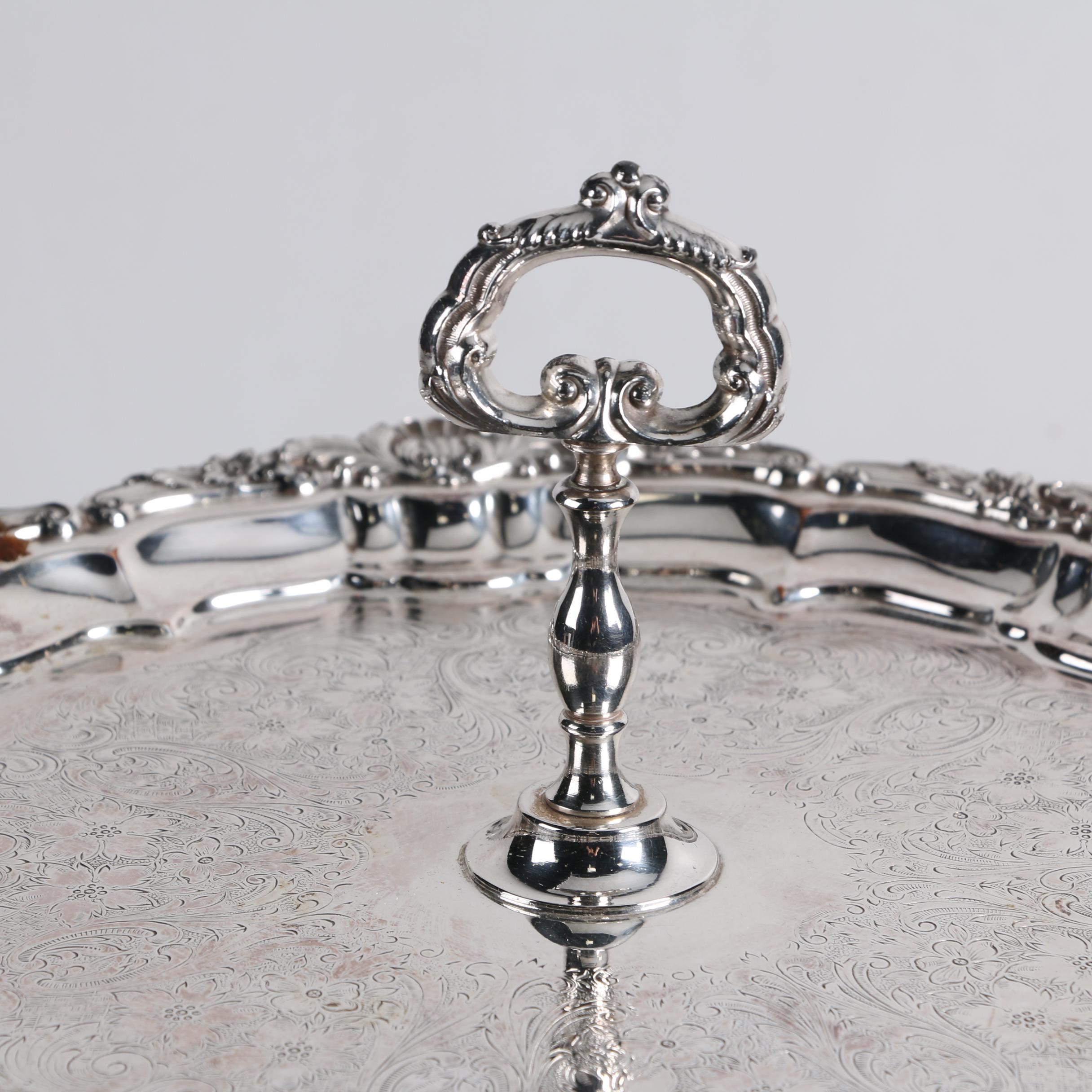 Wallace Silver Plate Serving Tray with Two-Tiered Silver Plate Dessert Stand