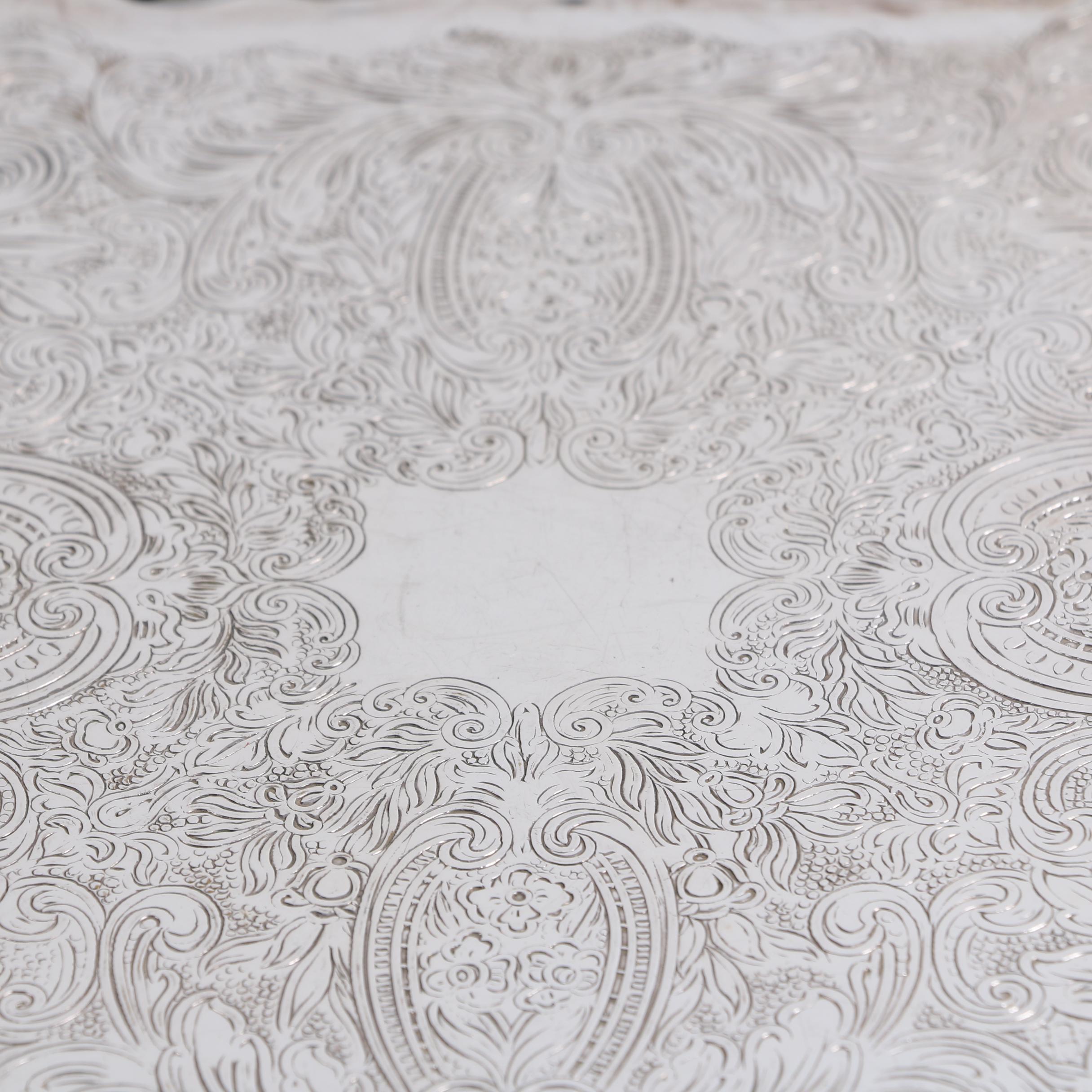 Wallace Silver Plate Serving Tray with Two-Tiered Silver Plate Dessert Stand