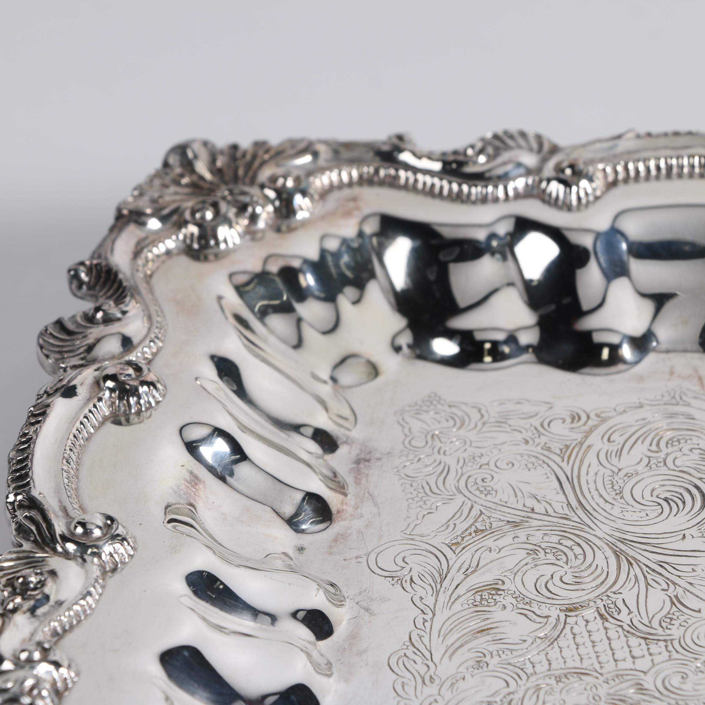 Wallace Silver Plate Serving Tray with Two-Tiered Silver Plate Dessert Stand