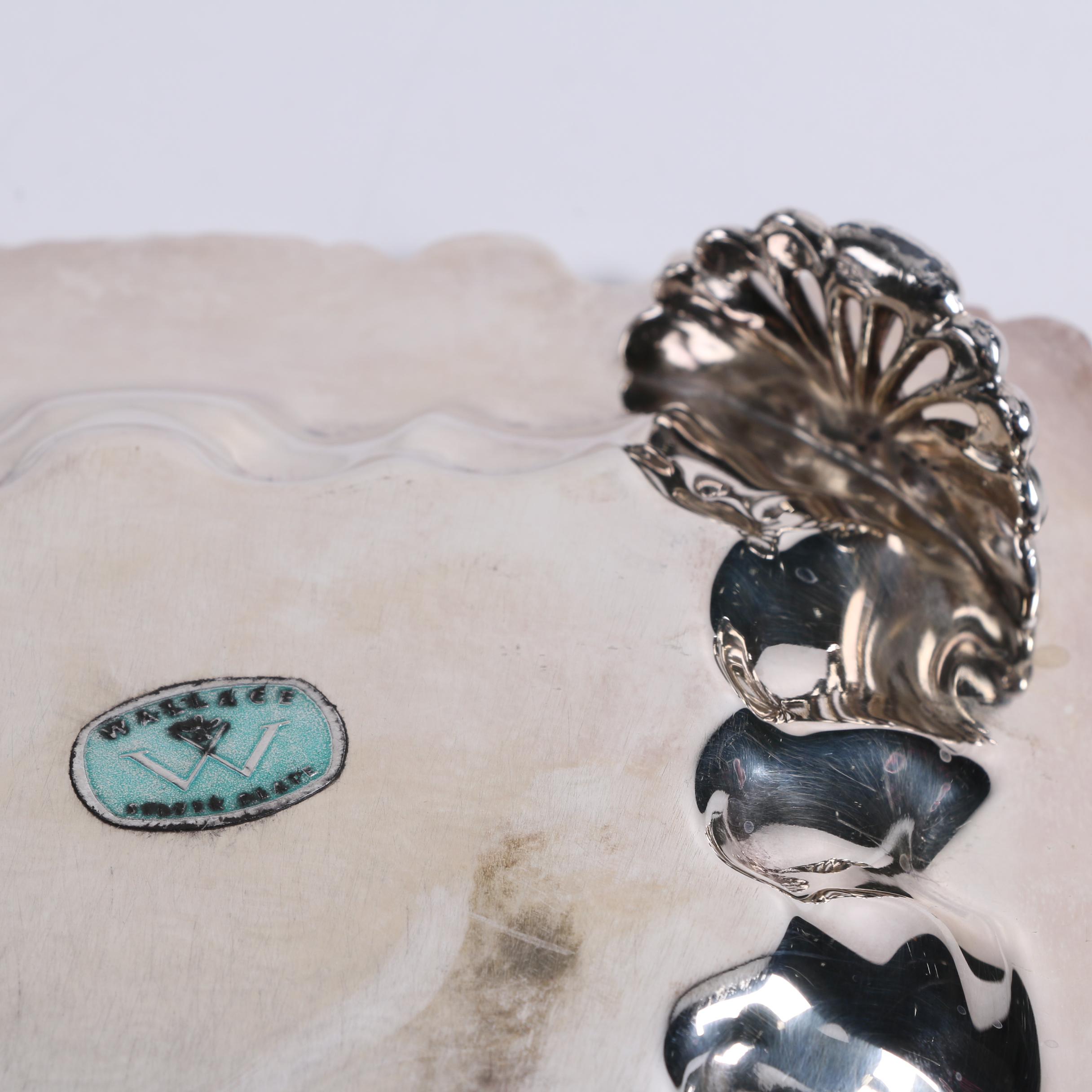 Wallace Silver Plate Serving Tray with Two-Tiered Silver Plate Dessert Stand