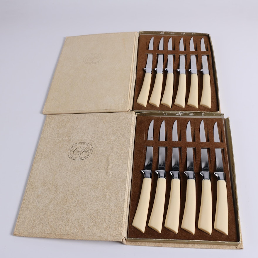 Carvel Hall "Constellation" Stainless Steel and Celluloid Steak Knife Sets