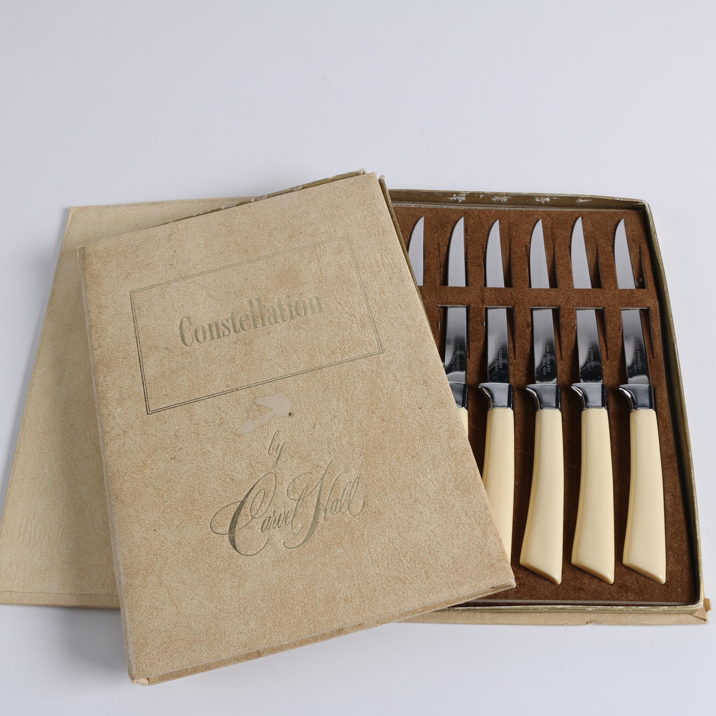 Carvel Hall "Constellation" Stainless Steel and Celluloid Steak Knife Sets
