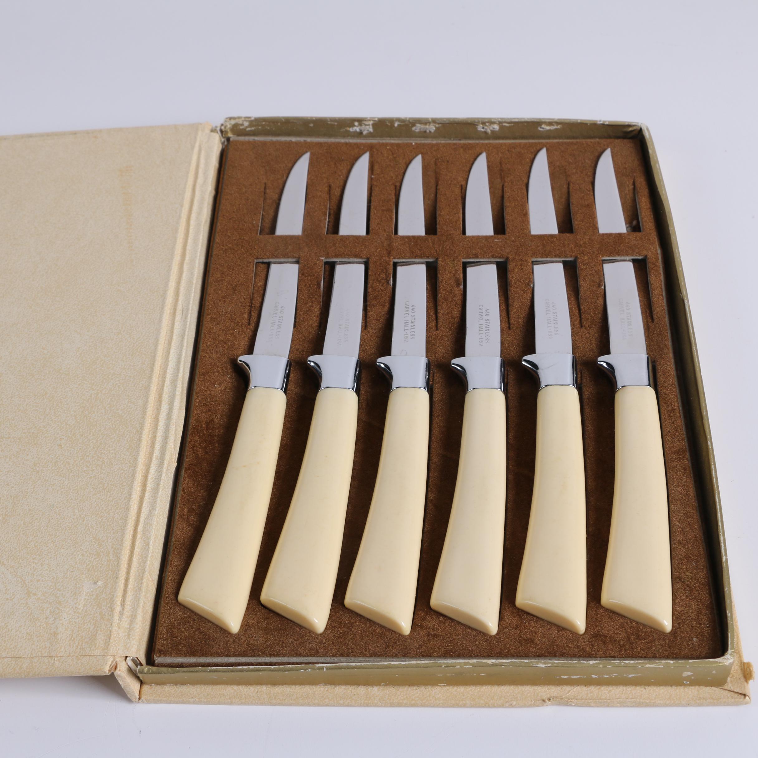 Carvel Hall "Constellation" Stainless Steel and Celluloid Steak Knife Sets