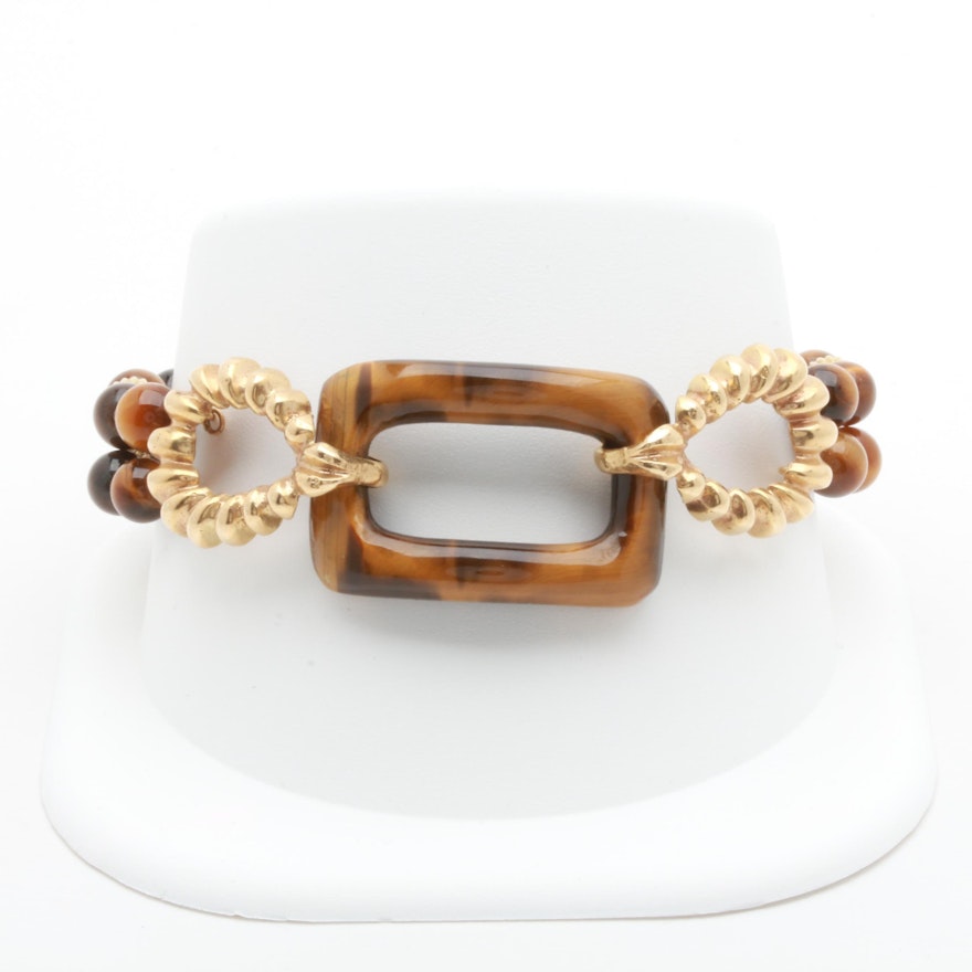 14K Yellow Gold Tiger's Eye Bracelet