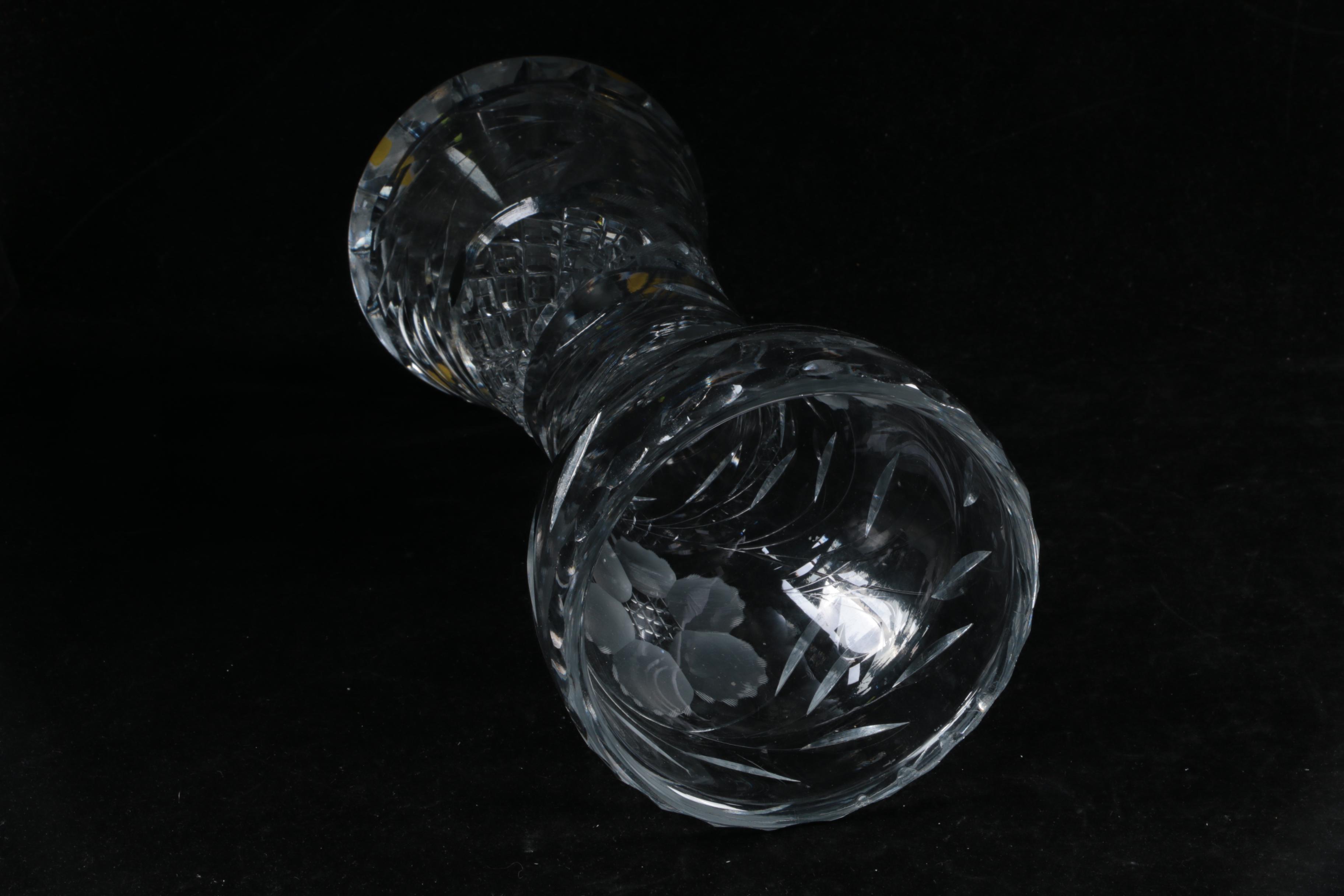 American Brilliant Style Etched Crystal Vase
