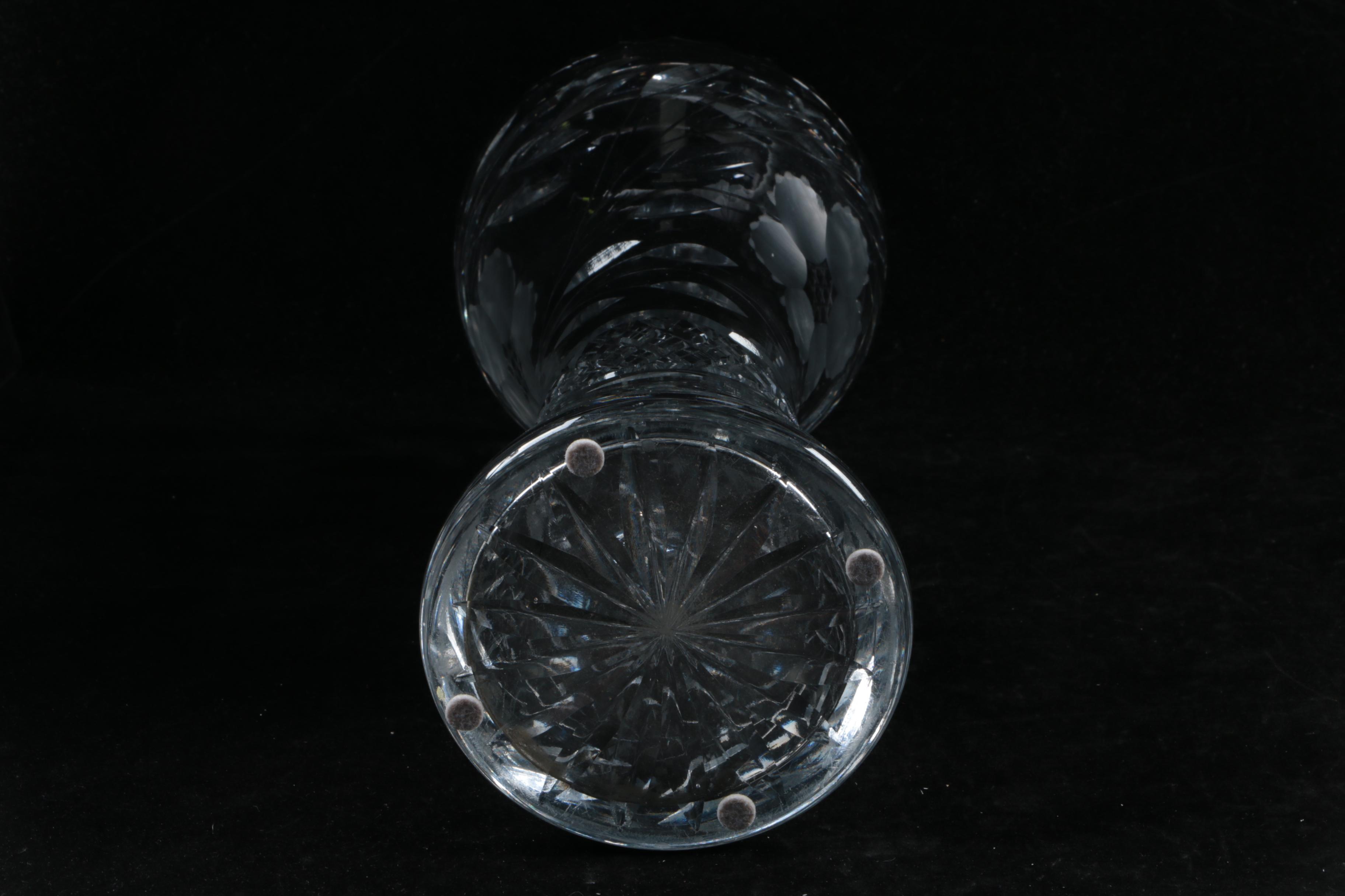 American Brilliant Style Etched Crystal Vase