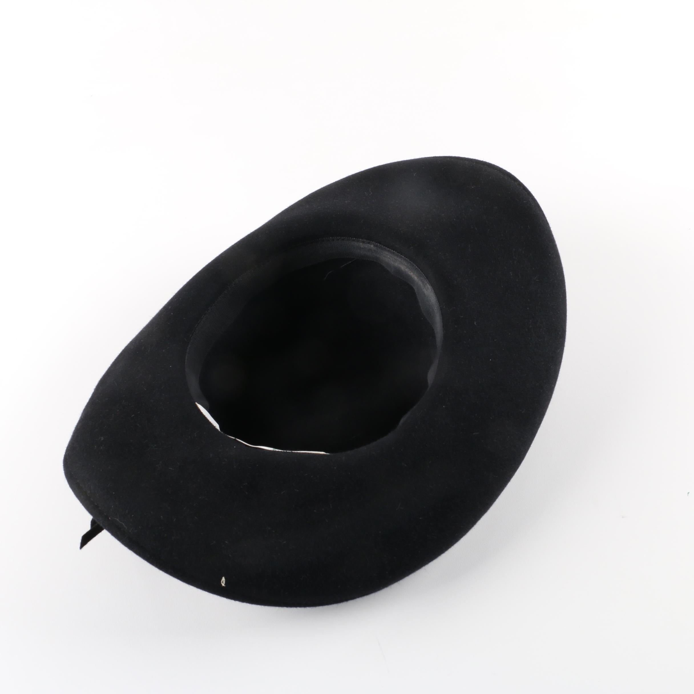 Women's Vintage Frank Olive for Neiman-Marcus Black Felted Wool Hat