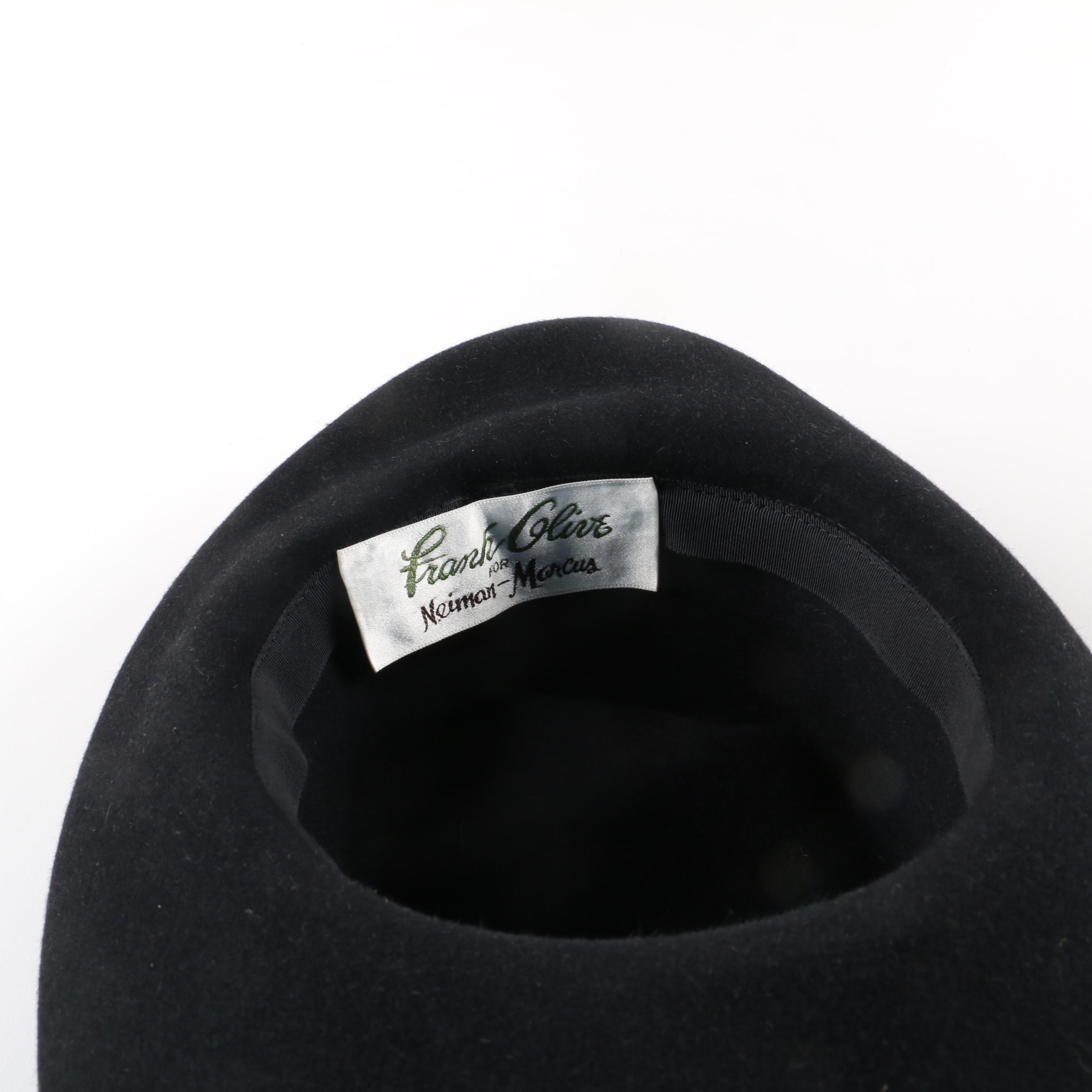 Women's Vintage Frank Olive for Neiman-Marcus Black Felted Wool Hat