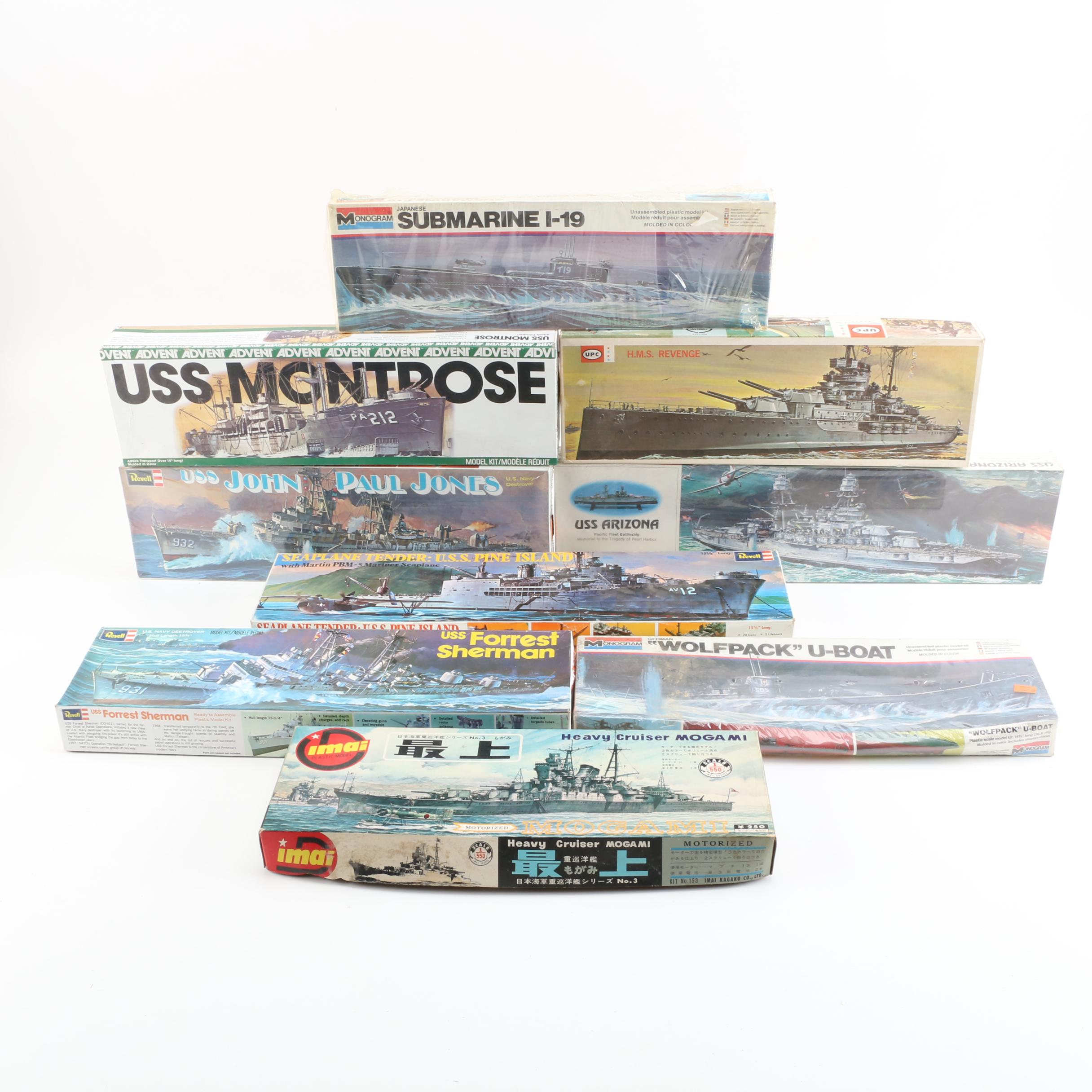 Military Plane and Ship Model Kits, Including Monogram and Revell