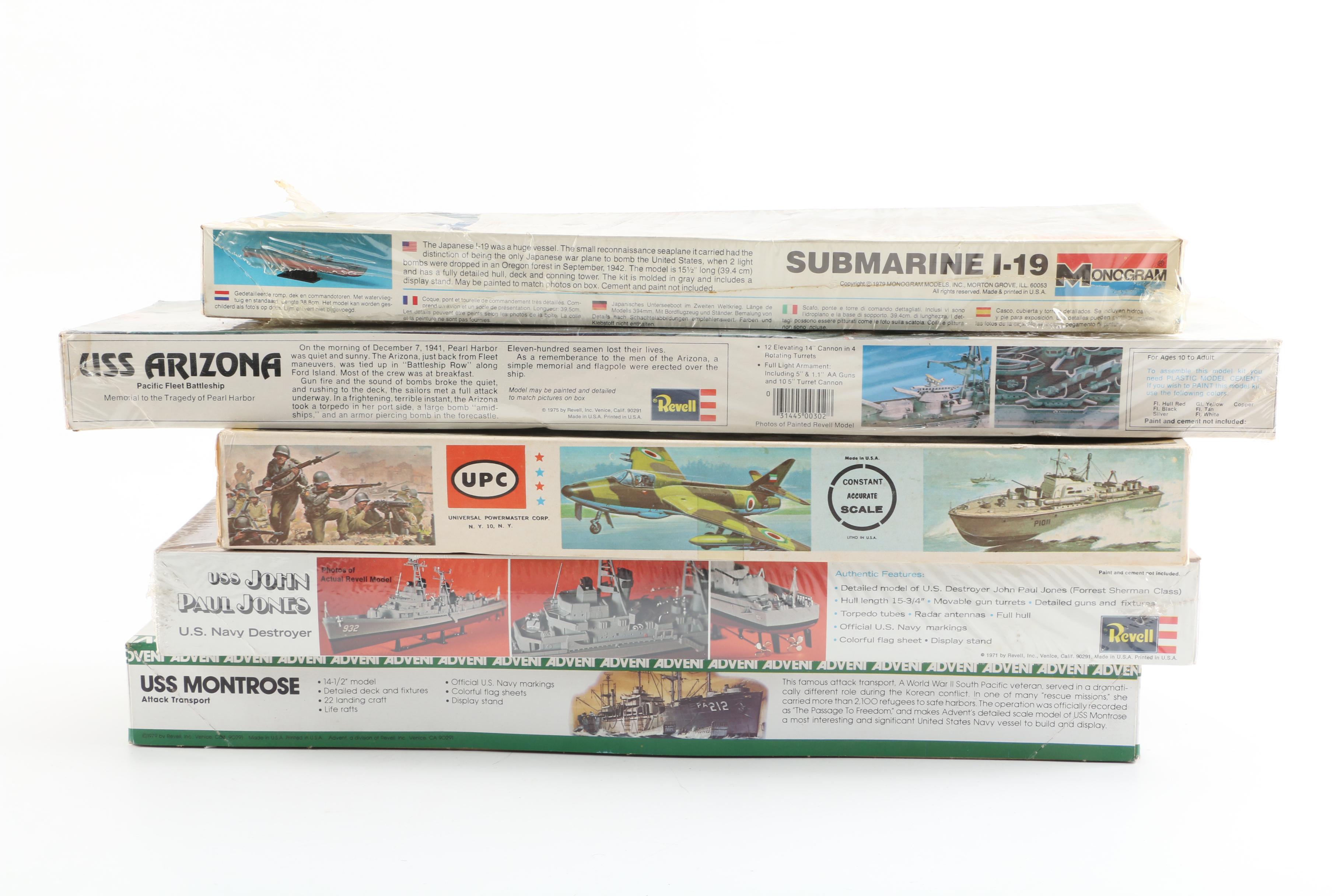 Military Plane and Ship Model Kits, Including Monogram and Revell