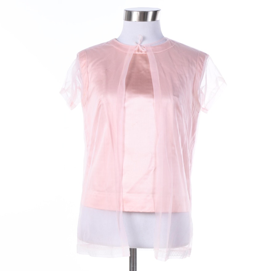 Circa 1960s Vintage Royal Lynne Pink Satin Shirt and Nylon Jacket