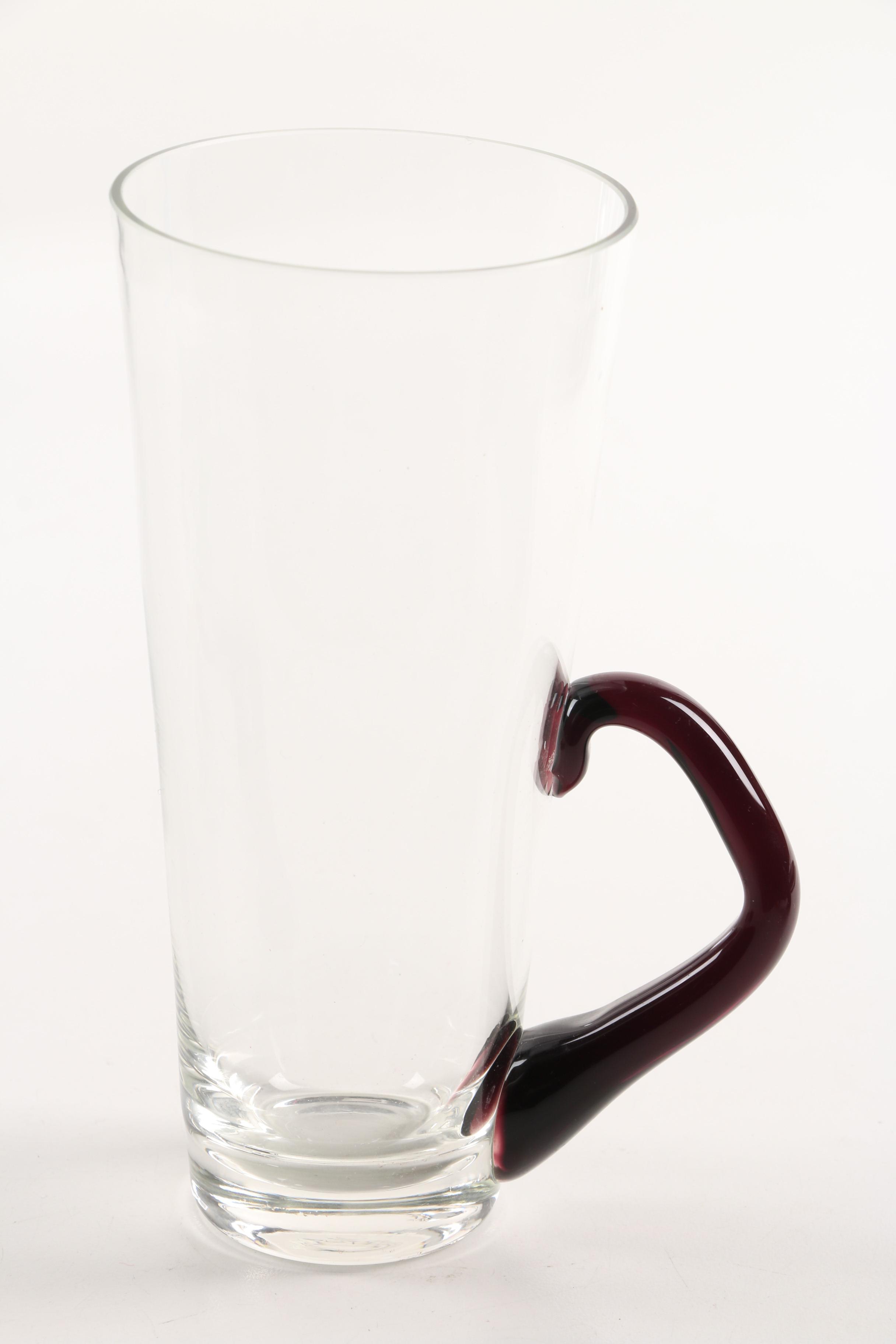 Mid-Century Kromex Tray with Blown Glass Tumblers