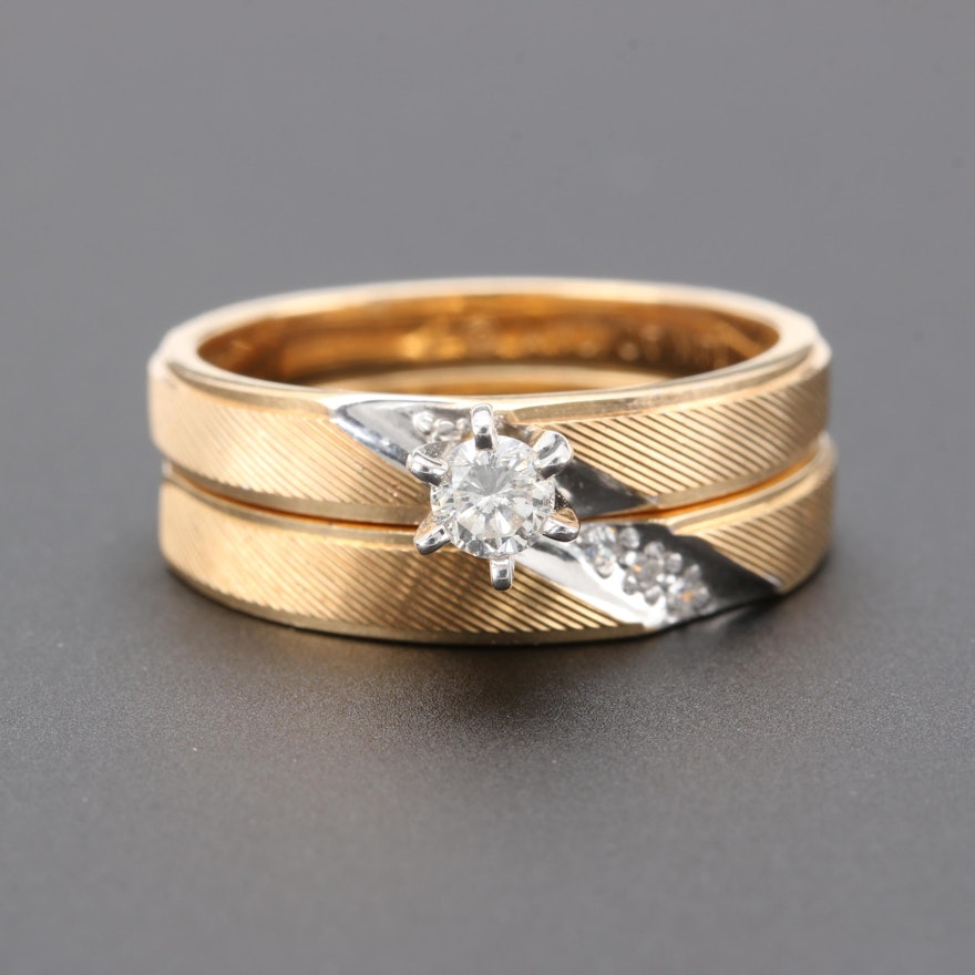 14K Yellow Diamond Ring Set