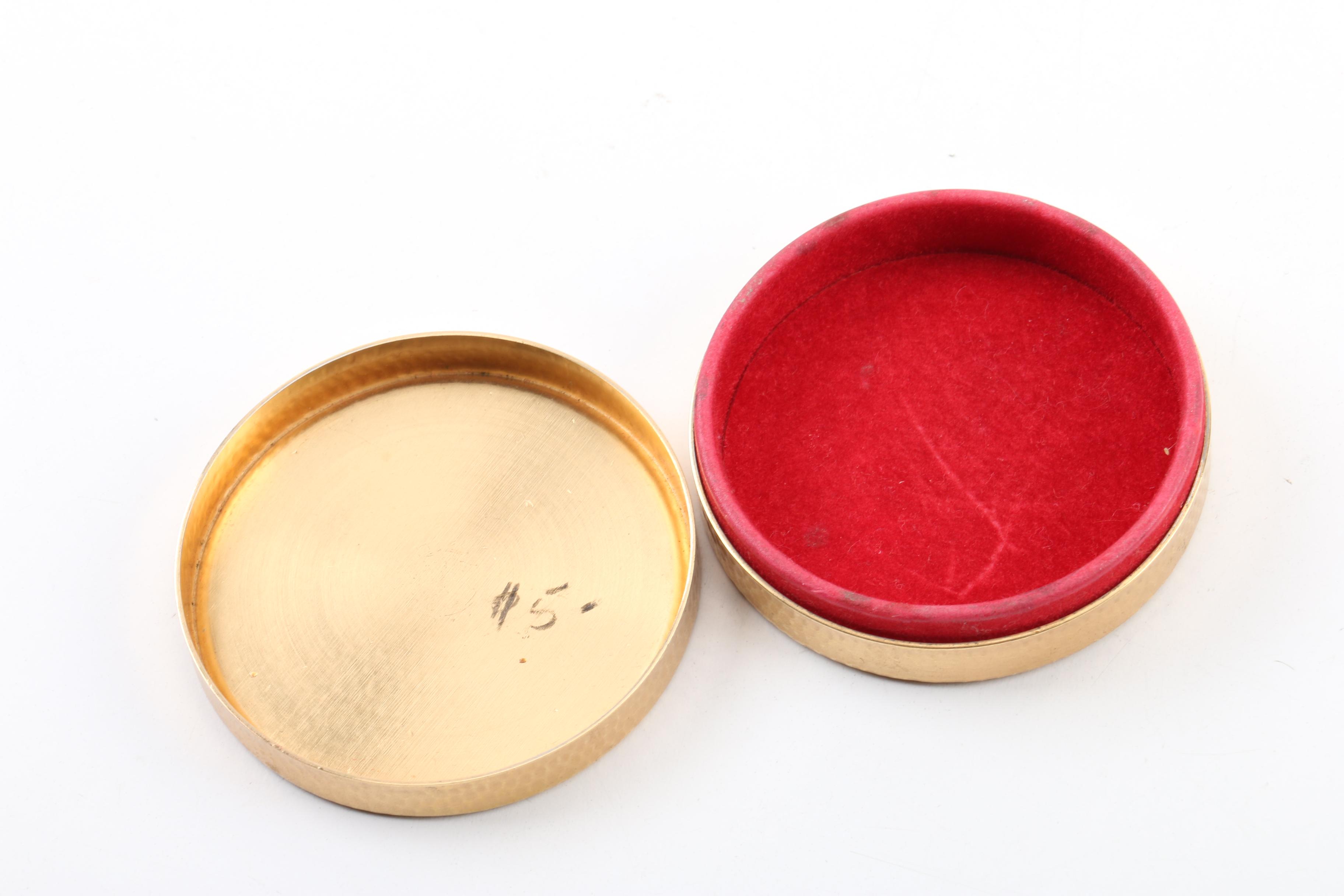 Vintage Vanity Items Including Napier Box, Painted Bird Fan, Mirrors