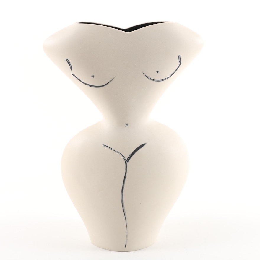 Donna Polseno Figurative Cast Ceramic Vase