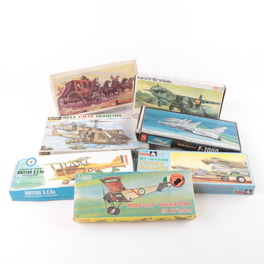Vintage Military Aircraft and Stagecoach Model Kits