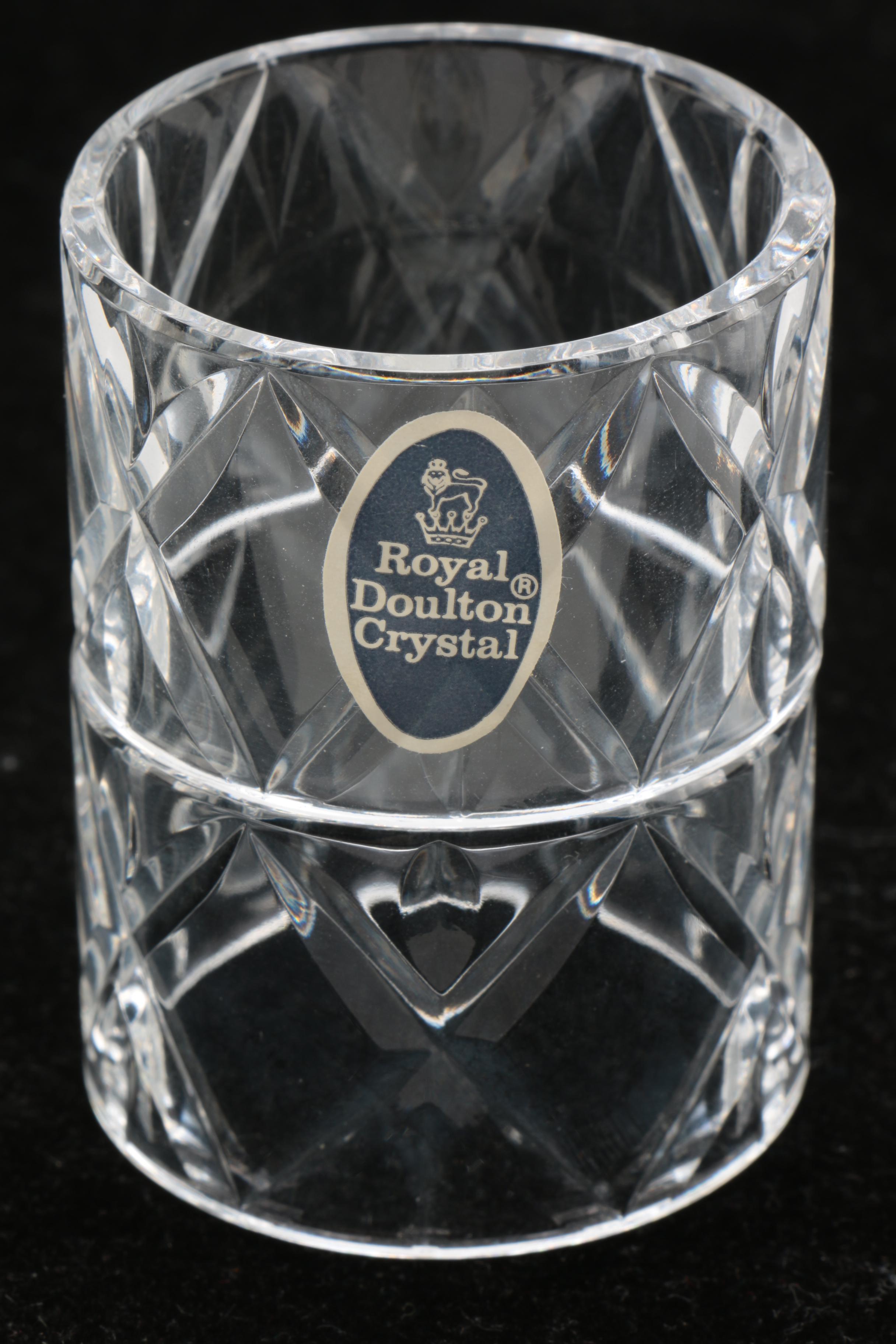 Royal Doulton Crystal Napkin Rings with Pyrite Sphere and Cube