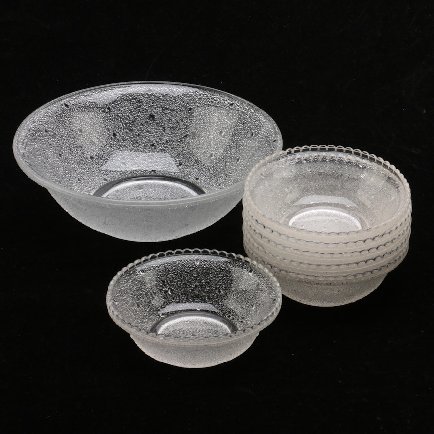 Textured Glass Serving and Dessert Bowls