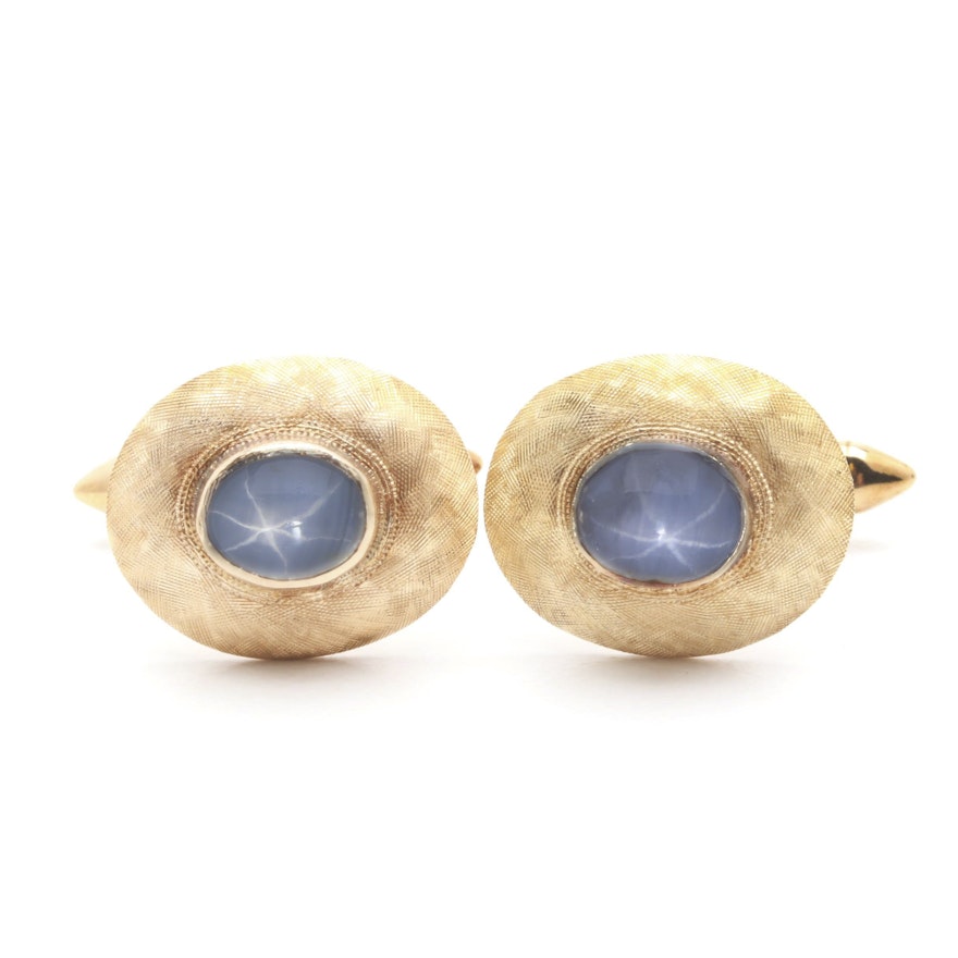 Vintage 14K Yellow Gold Star Sapphire Cufflinks