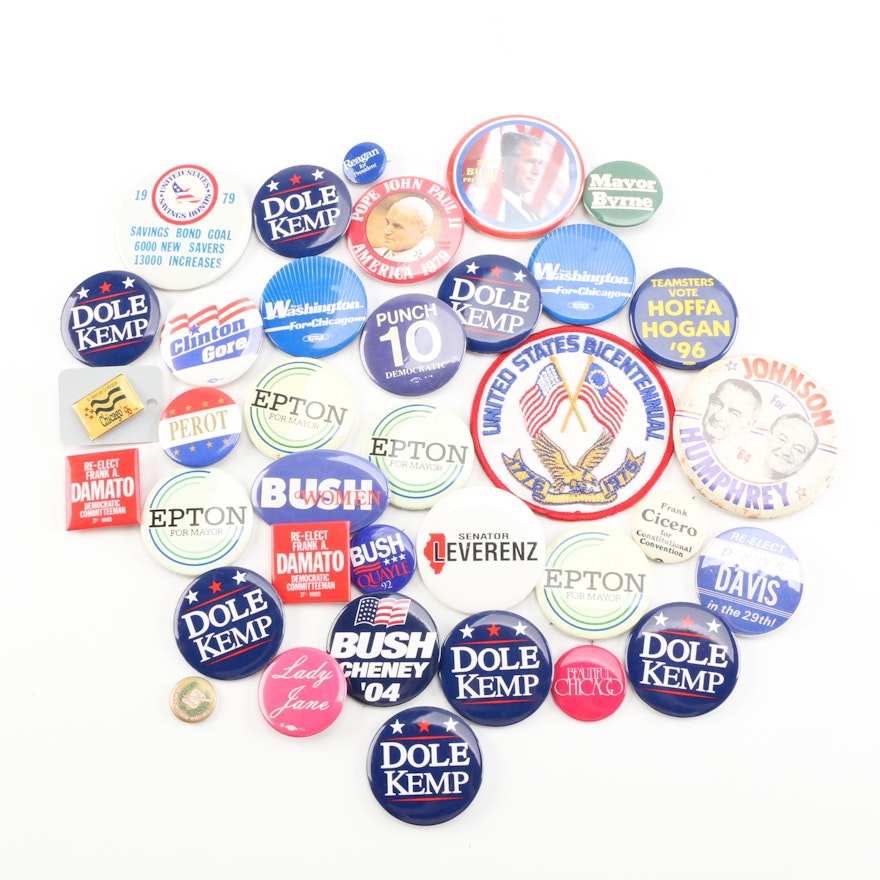 Assorted Contemporary and Vintage Political Pins