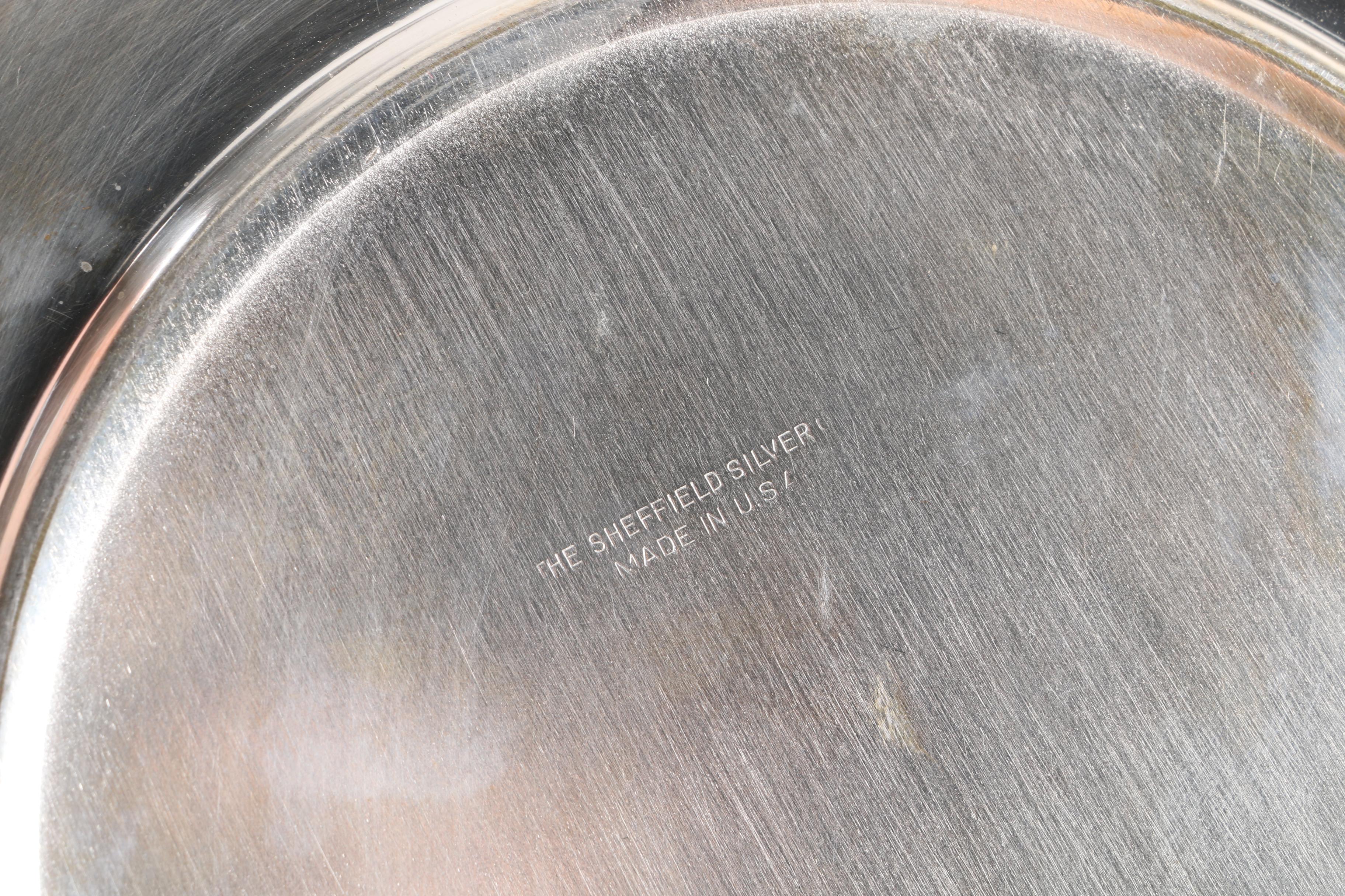 Sheffield Silver Co. Silver Plate Covered Dish and Brass Lidded Chafing Pot