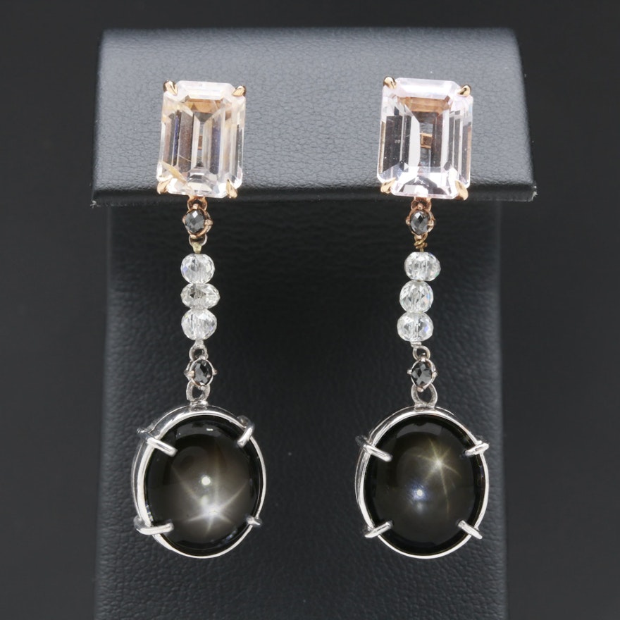 18K and 10K White and Yellow Gold Gemstone Earrings