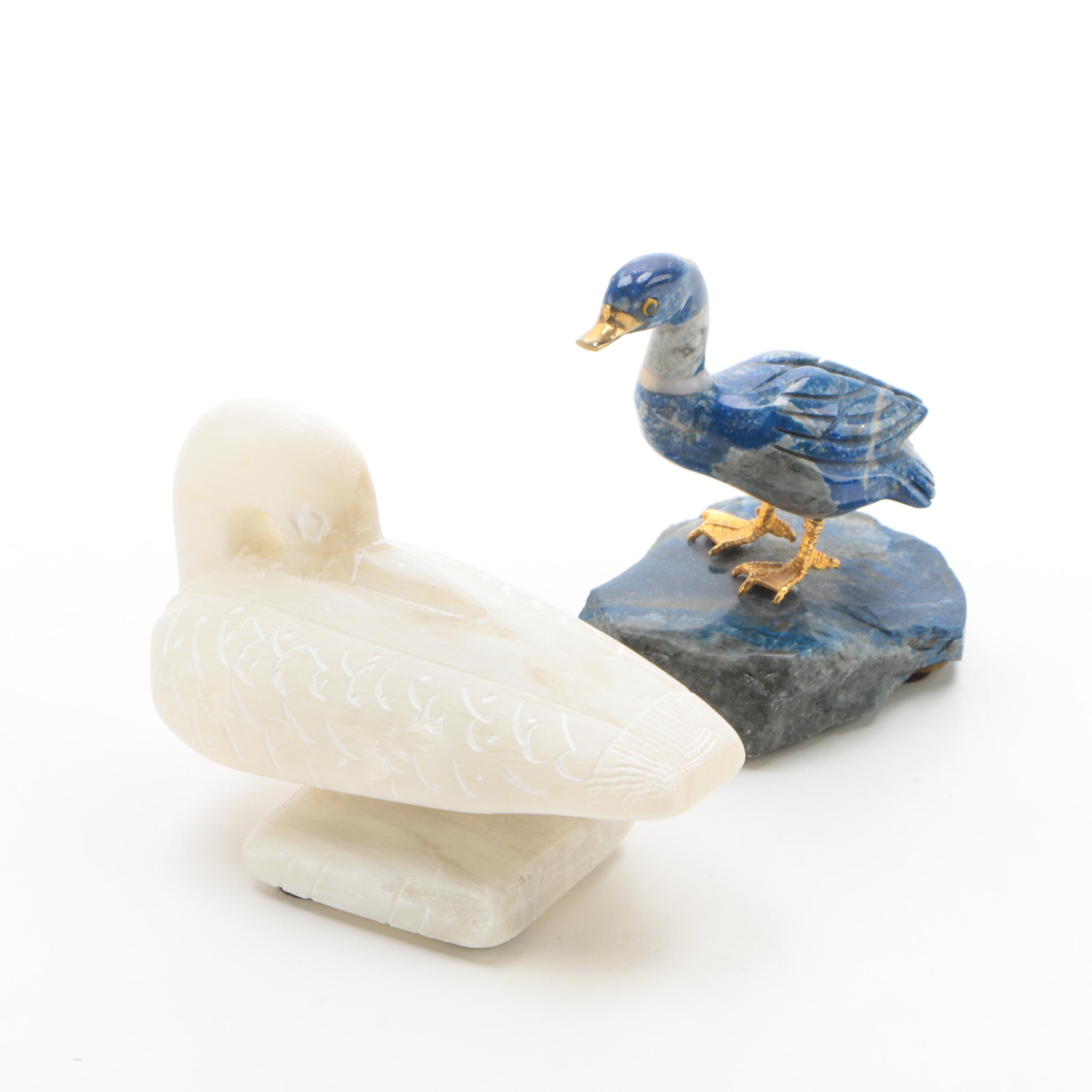 Soapstone and Sodalite Carvings of Ducks