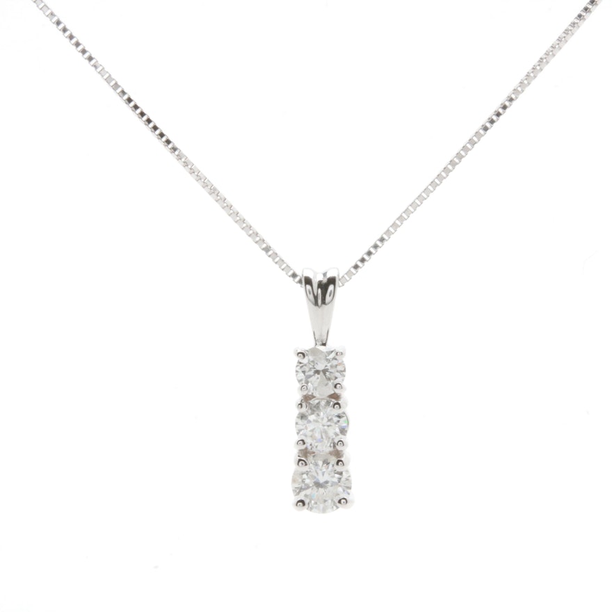 14K White Gold Diamond Necklace