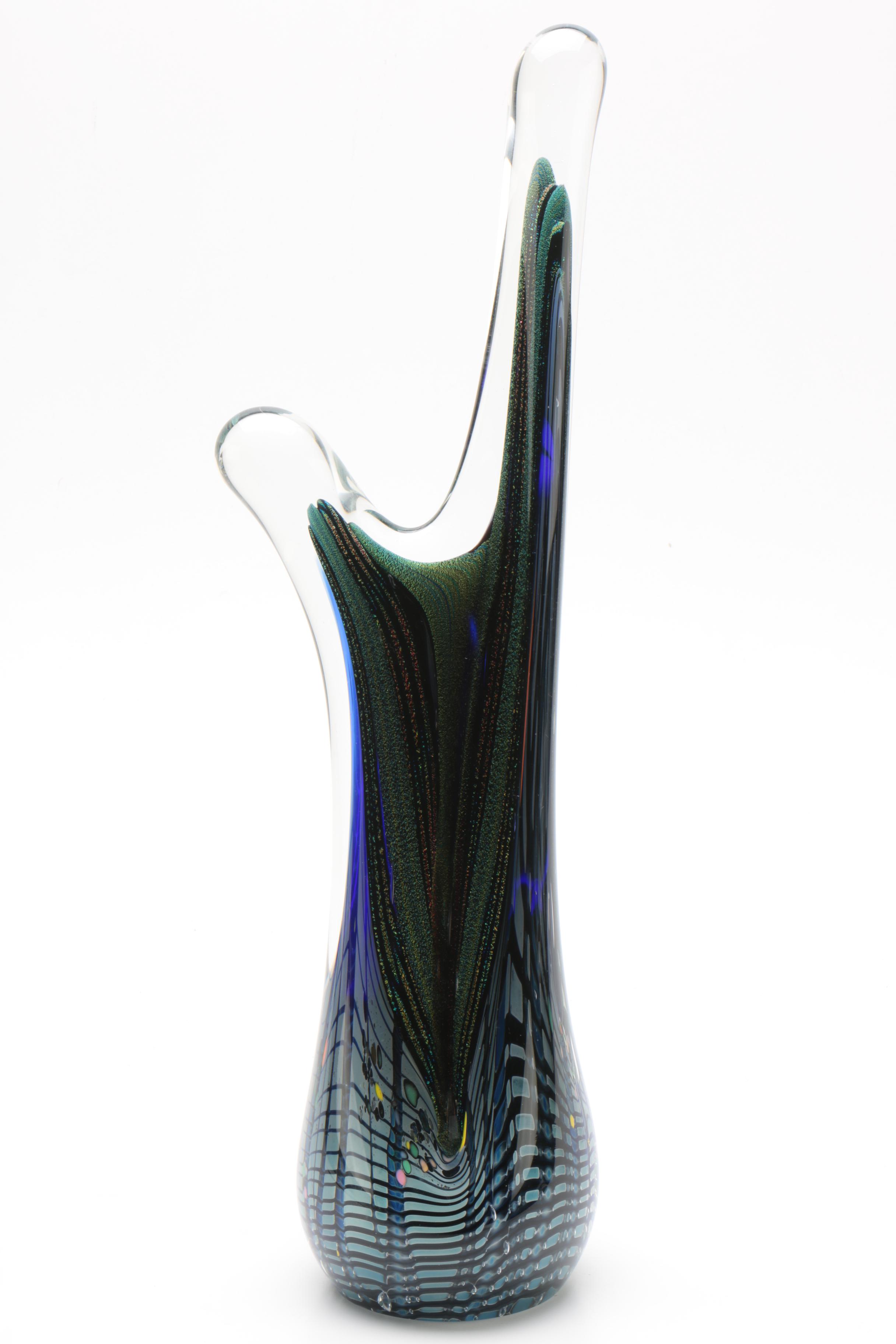 Rollin Karg Glass Sculpture with Blown Glass Bowl
