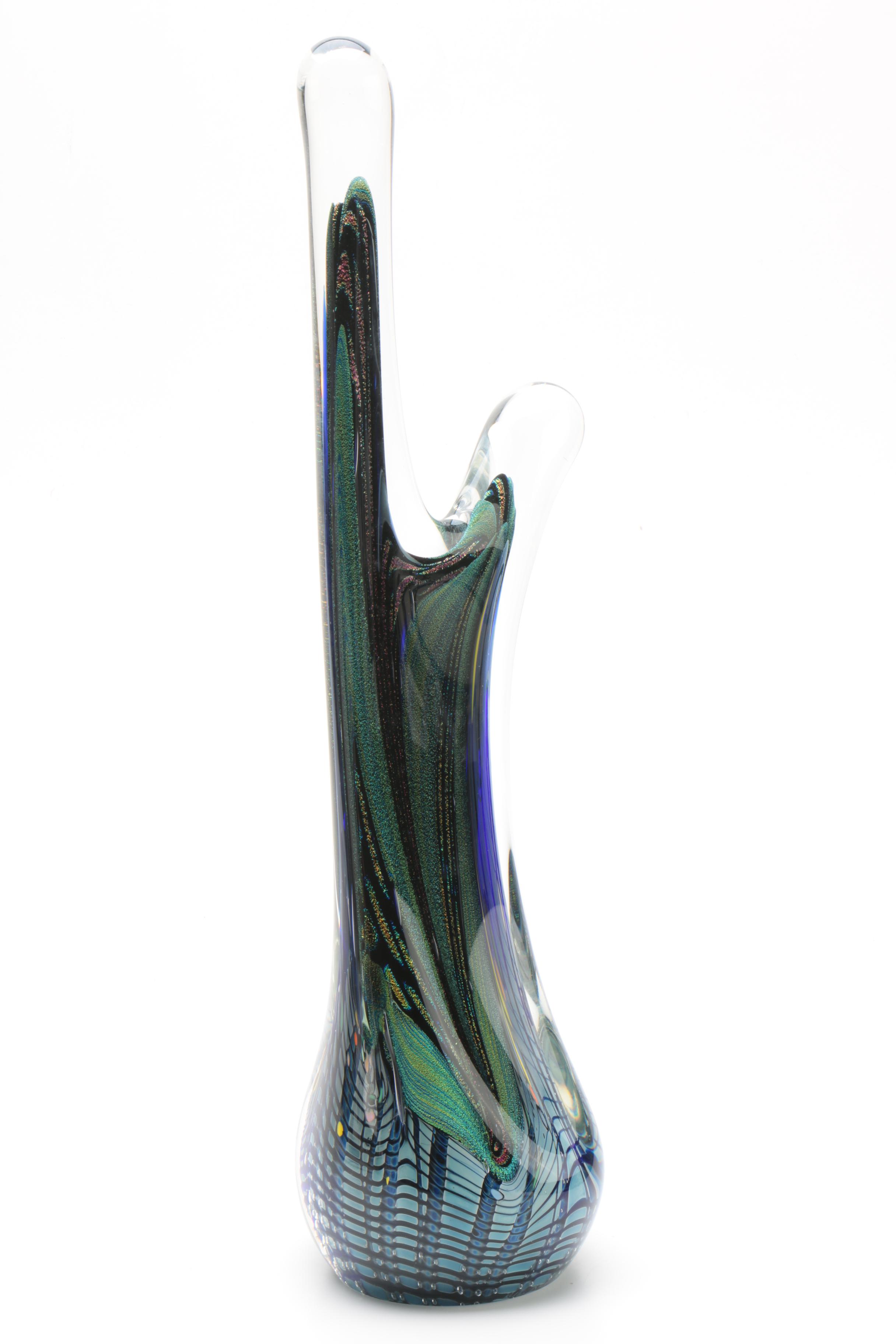 Rollin Karg Glass Sculpture with Blown Glass Bowl