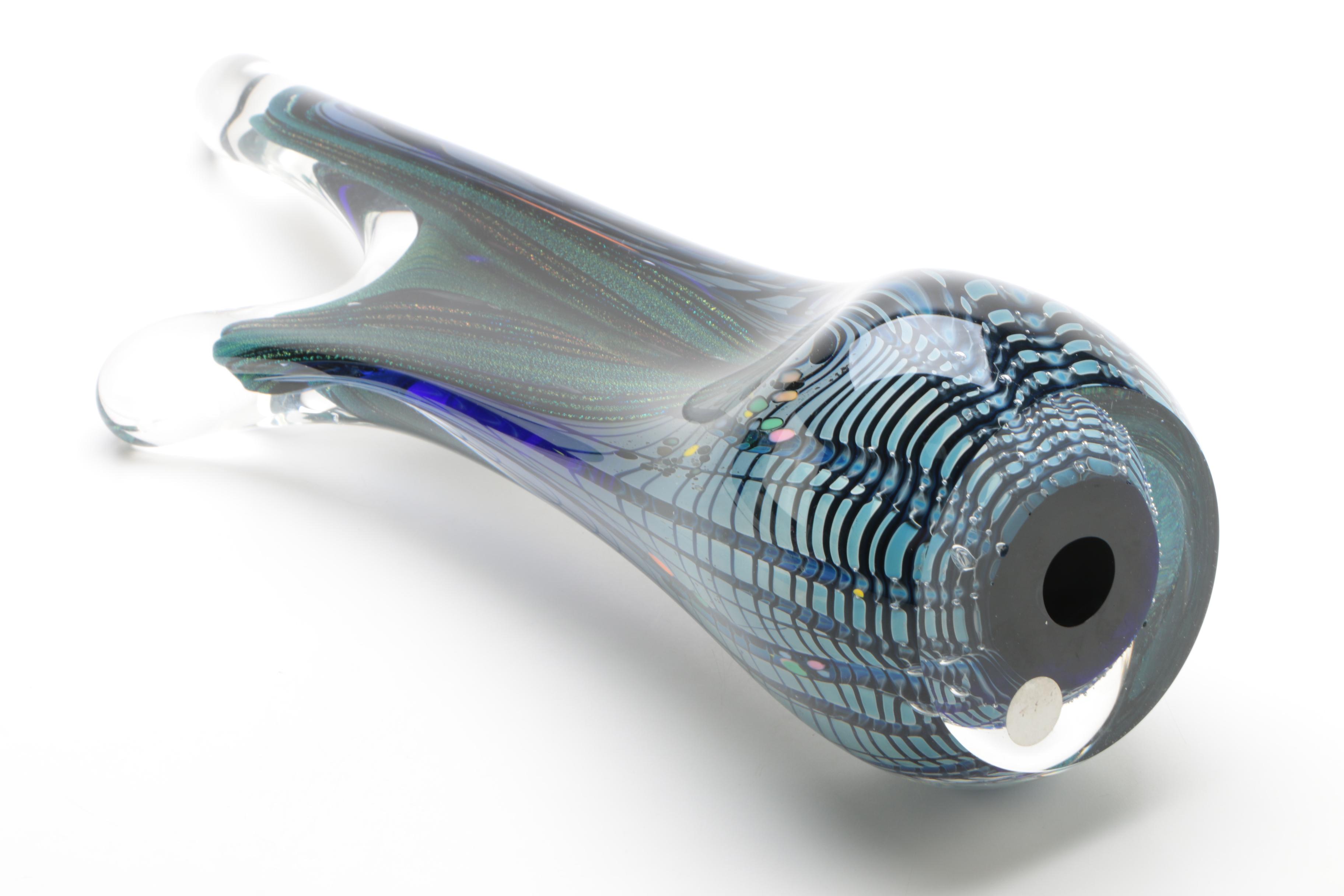 Rollin Karg Glass Sculpture with Blown Glass Bowl