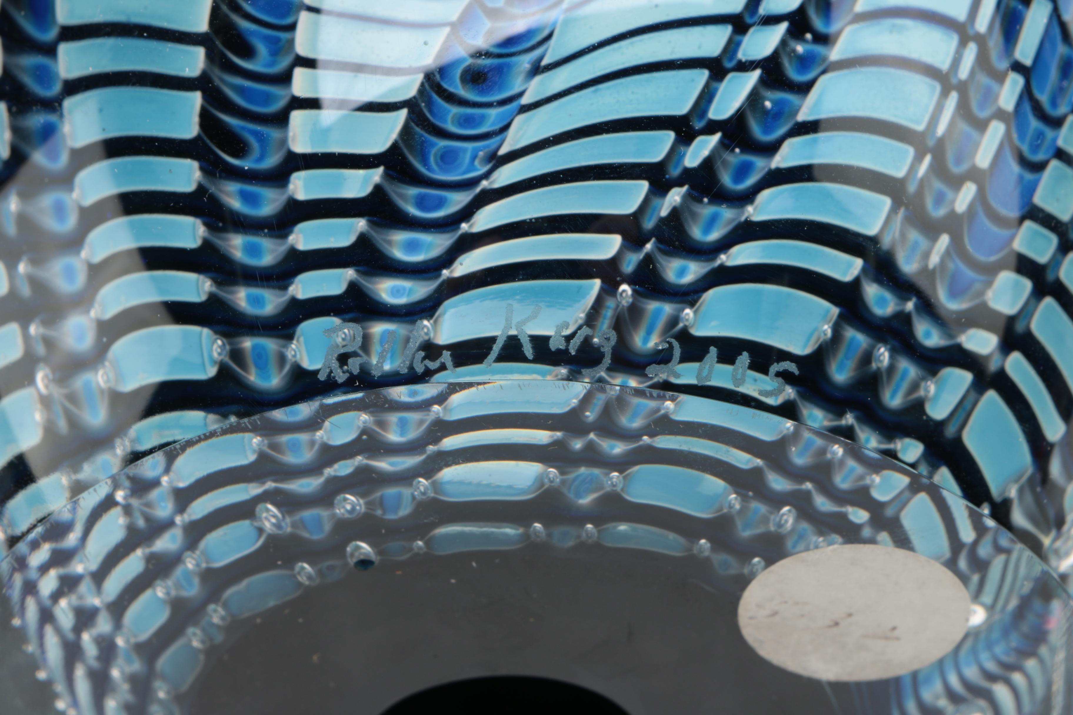 Rollin Karg Glass Sculpture with Blown Glass Bowl