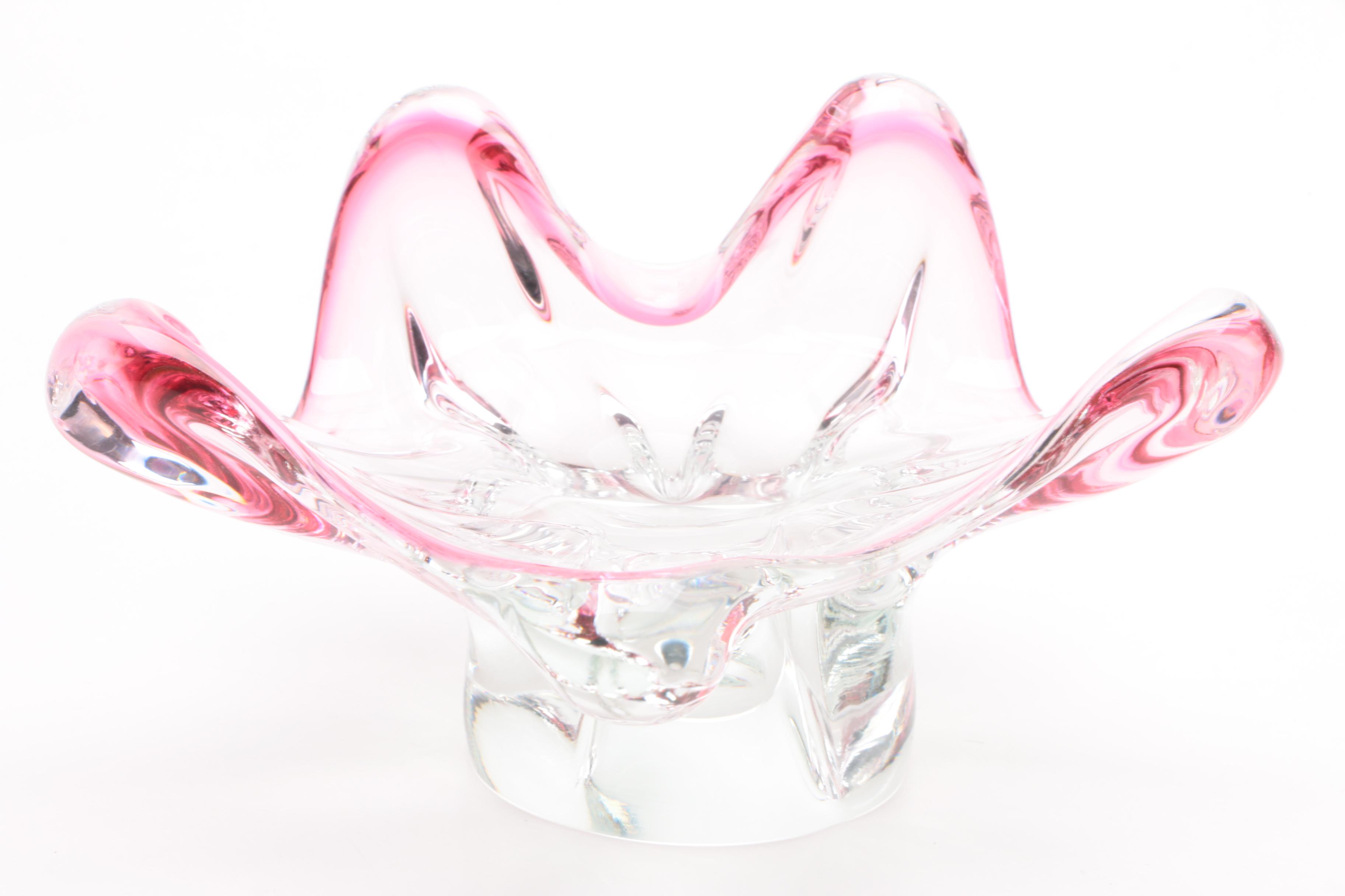Rollin Karg Glass Sculpture with Blown Glass Bowl