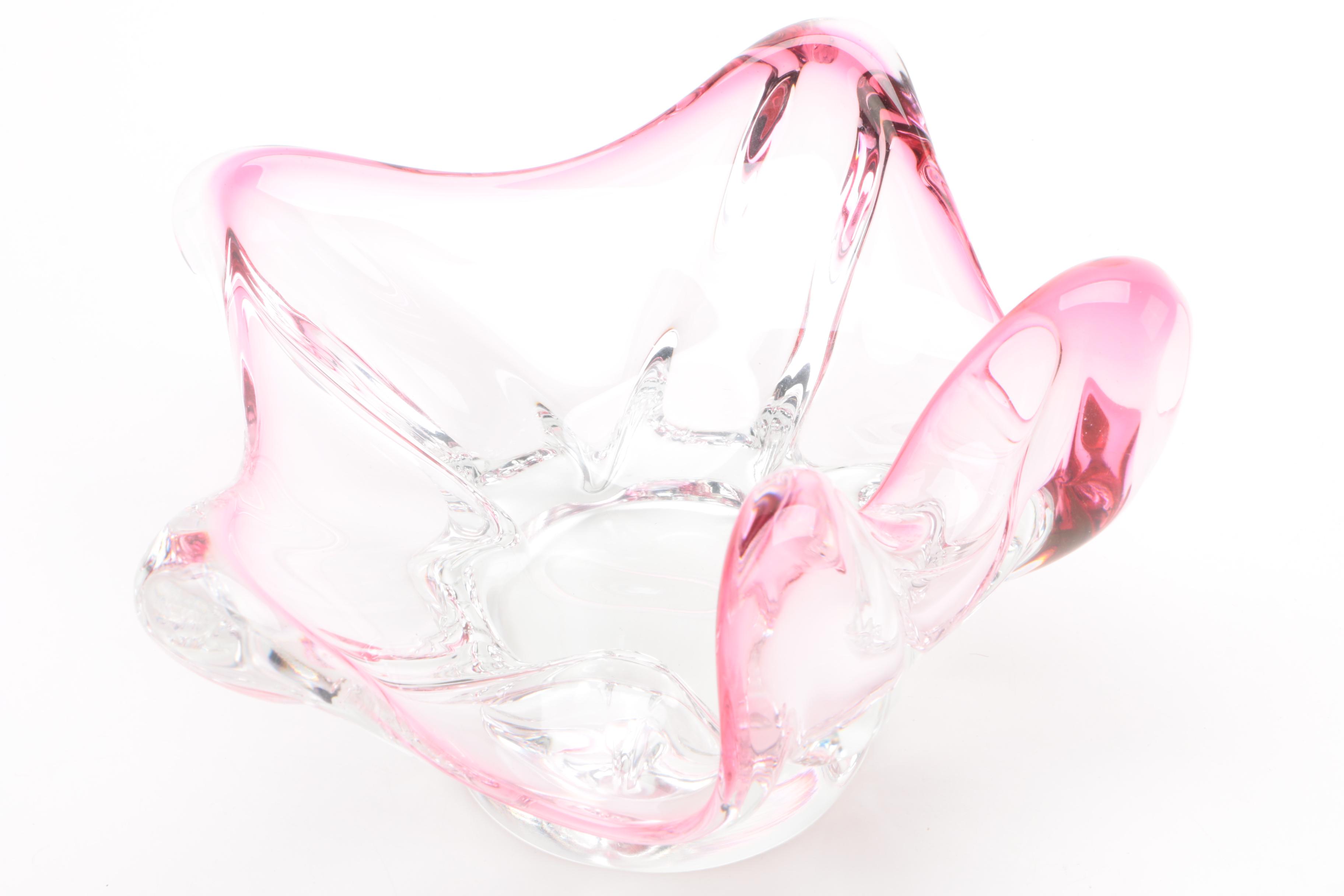 Rollin Karg Glass Sculpture with Blown Glass Bowl