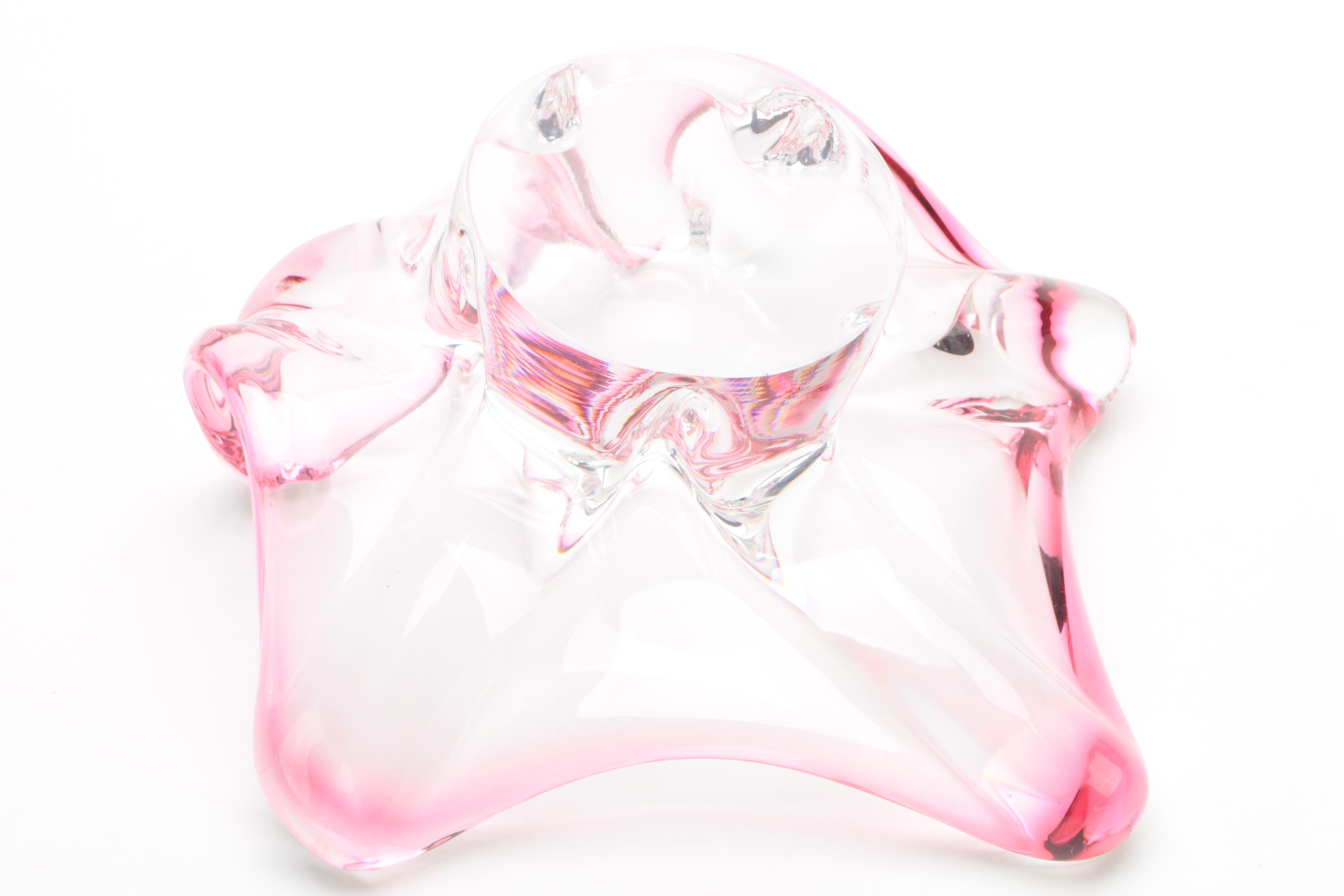 Rollin Karg Glass Sculpture with Blown Glass Bowl